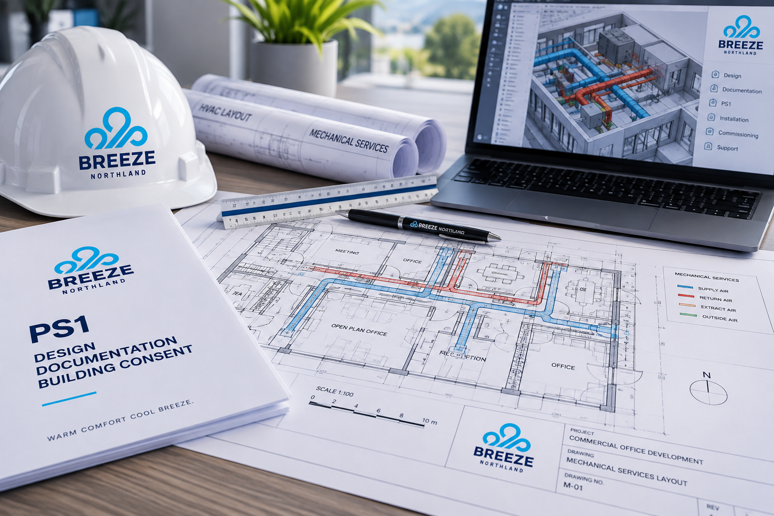 Breeze Northland commercial HVAC design and PS1 documentation
