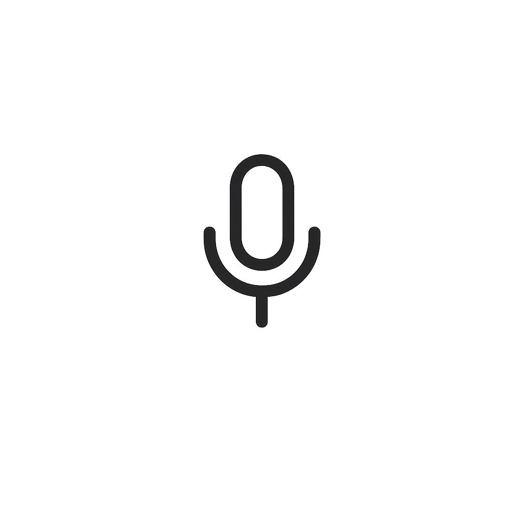Black microphone icon on a white background, representing the dictation button.