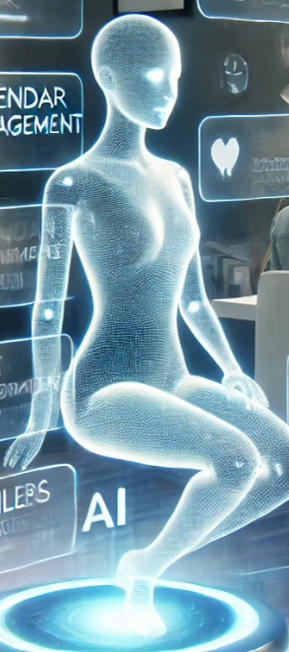 Holographic female form with no clothes on., looking quite sexualised.