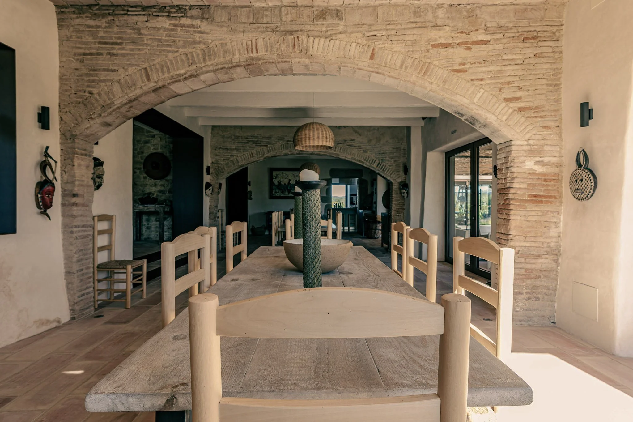 Dining table to share nourishing and delicious plant-based food at the retreat.