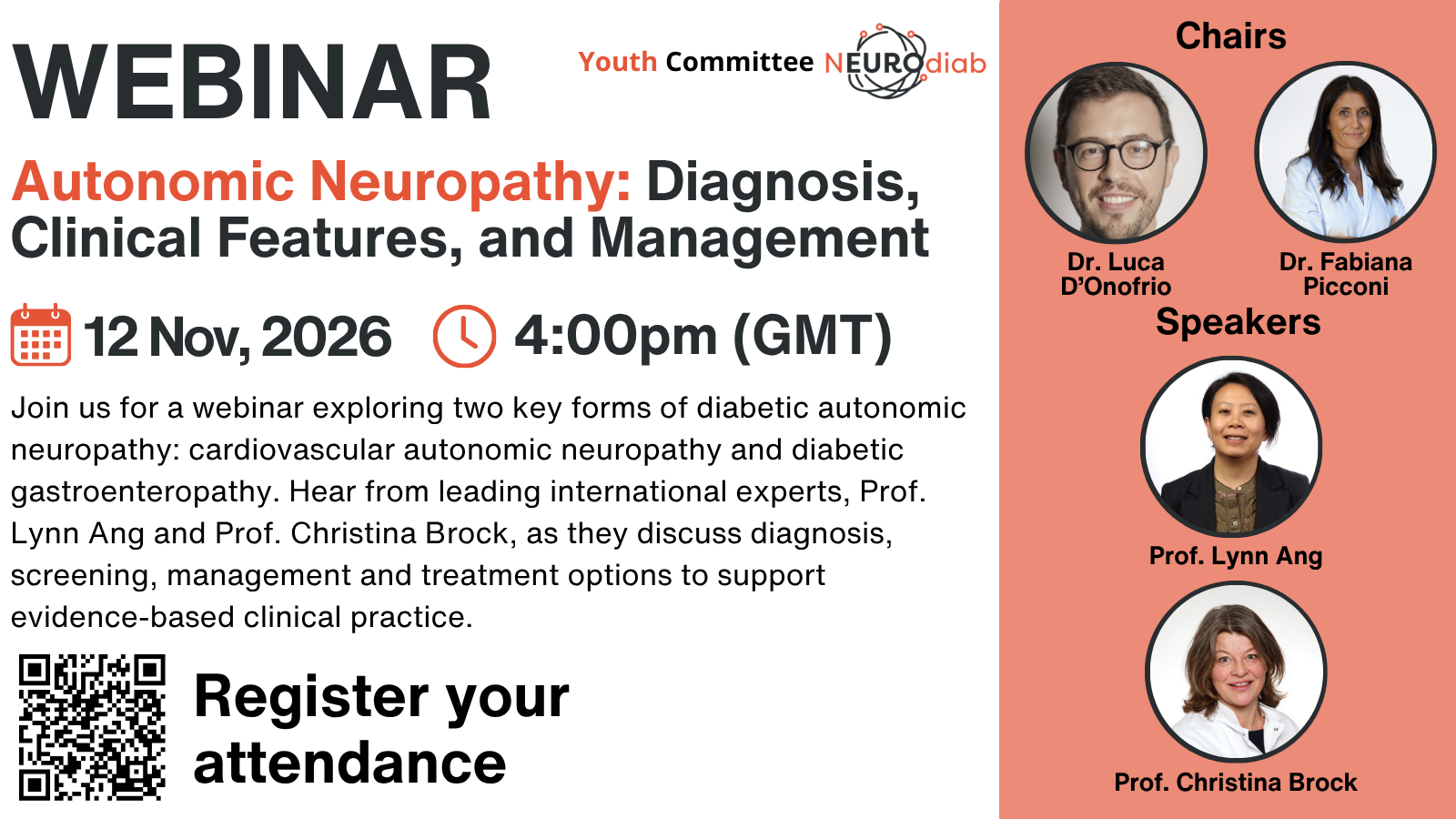 Registrations open for upcoming webinar on diabetic autonomic neuropathy