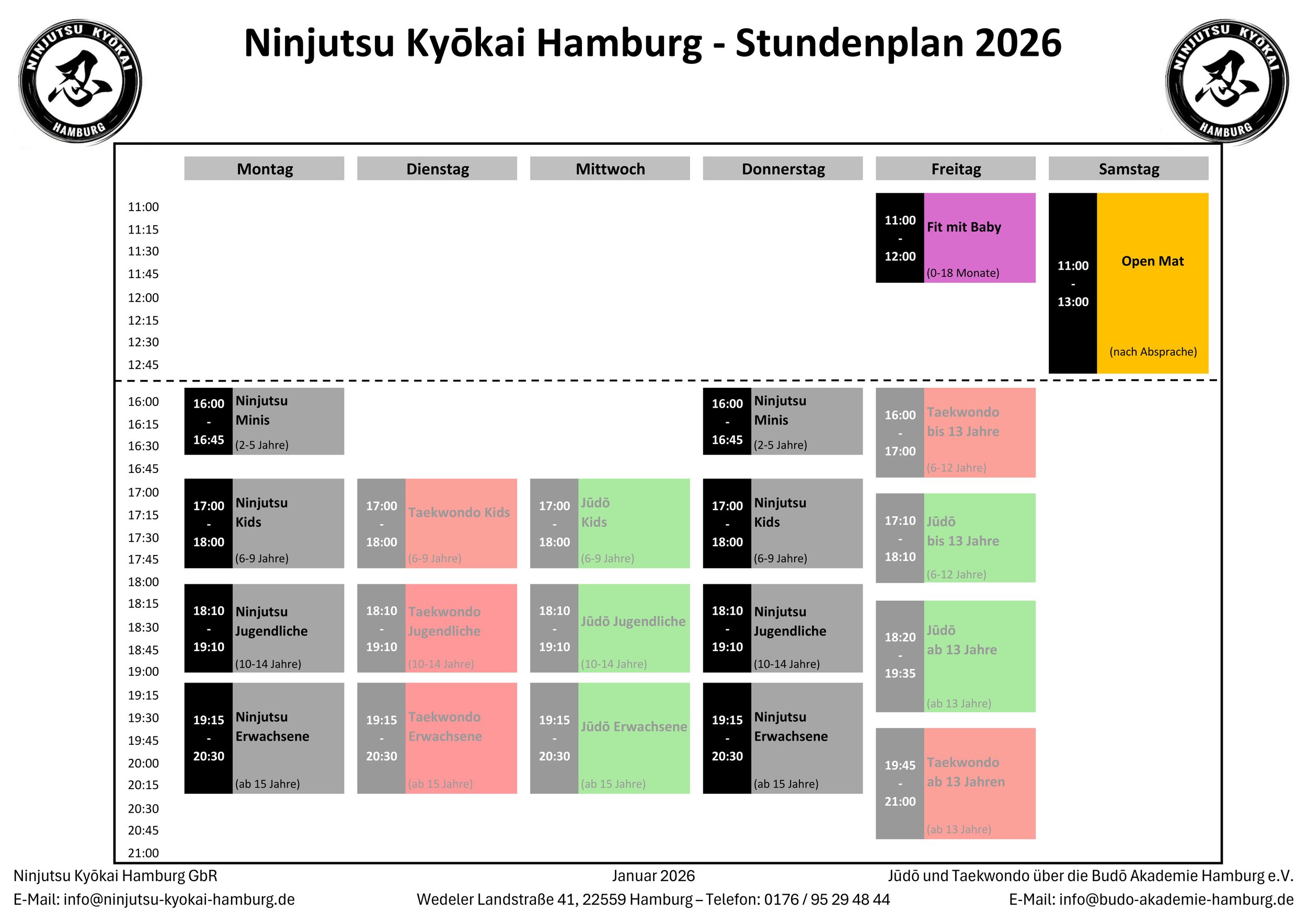 NKH Stundenplan Kursplan Trainingszeiten