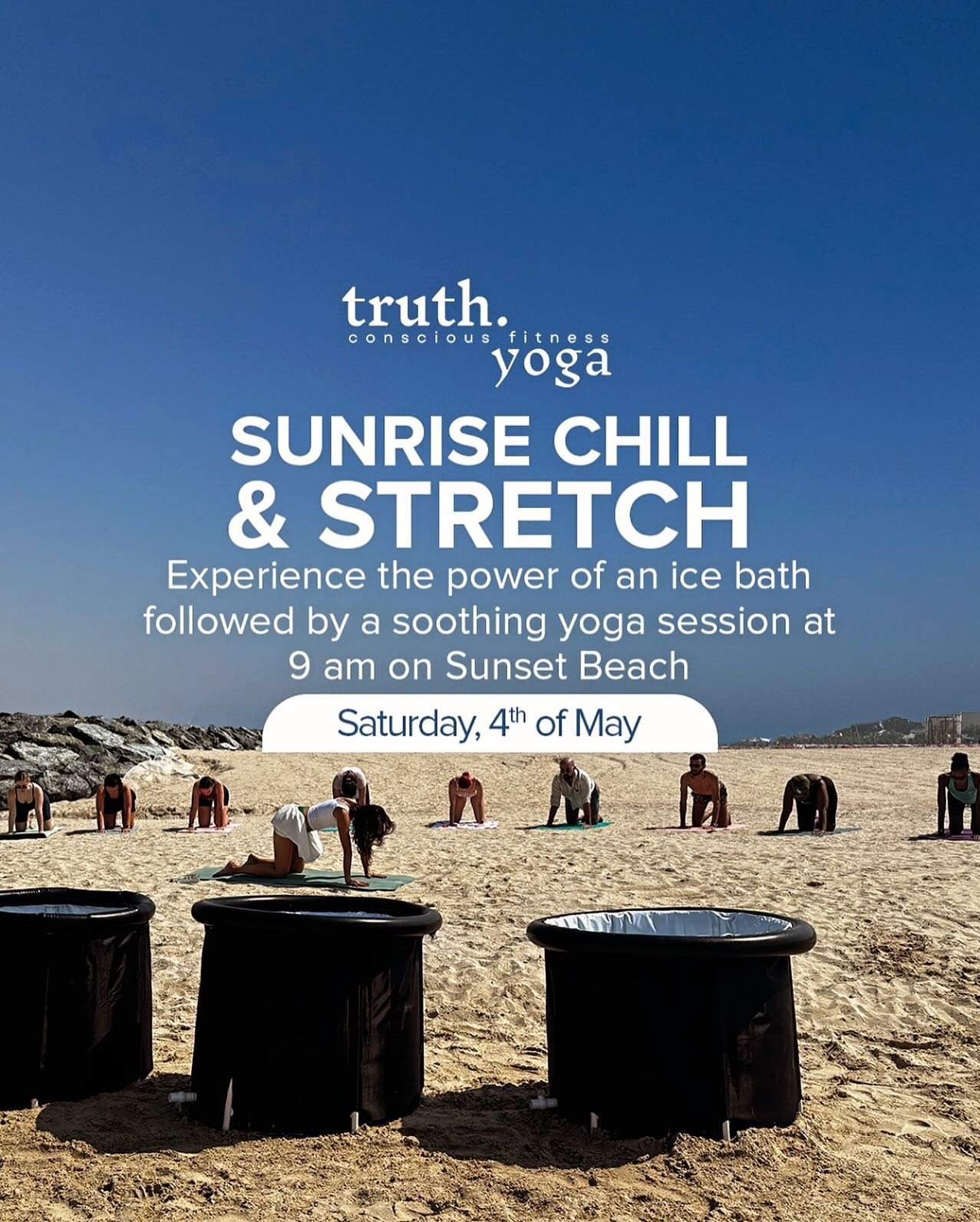 Join us for Ice Bath &amp; Yoga by the Beach! 🧊🏖️🌊
📅 Saturday, May 4, 2024
⏰ 9:00 AM
📍 Sunset Beach

Start your day the right way with a refreshing experience that combines the invigorating benefits of ice bath, calming breathwork, and yoga. Lim