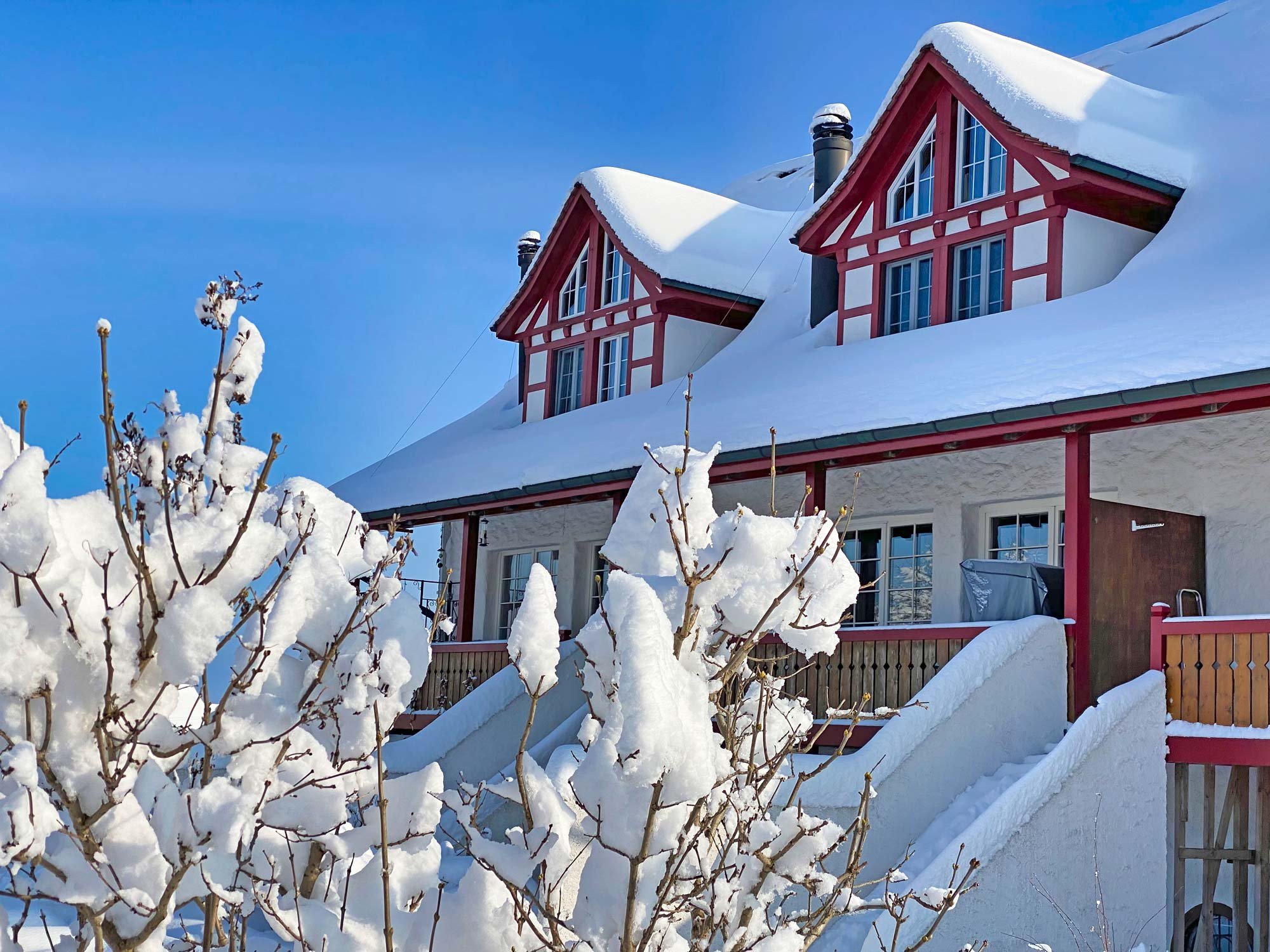 tiefverschneite Winter-Idylle auf dem Zehntenhof in Illighausen