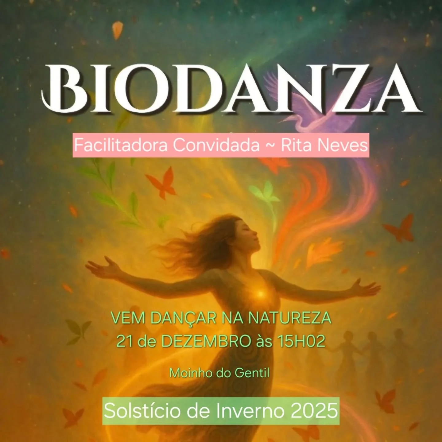 Celebrando a Natureza e os seus ciclos! 

No Solst&iacute;cio de Inverno celebra-se o "renascimento do sol" ✨️ h&aacute; uma 'luz interior' que tamb&eacute;m quer brilhar... vamos dan&ccedil;ar a interconex&atilde;o, a renova&ccedil;&atilde