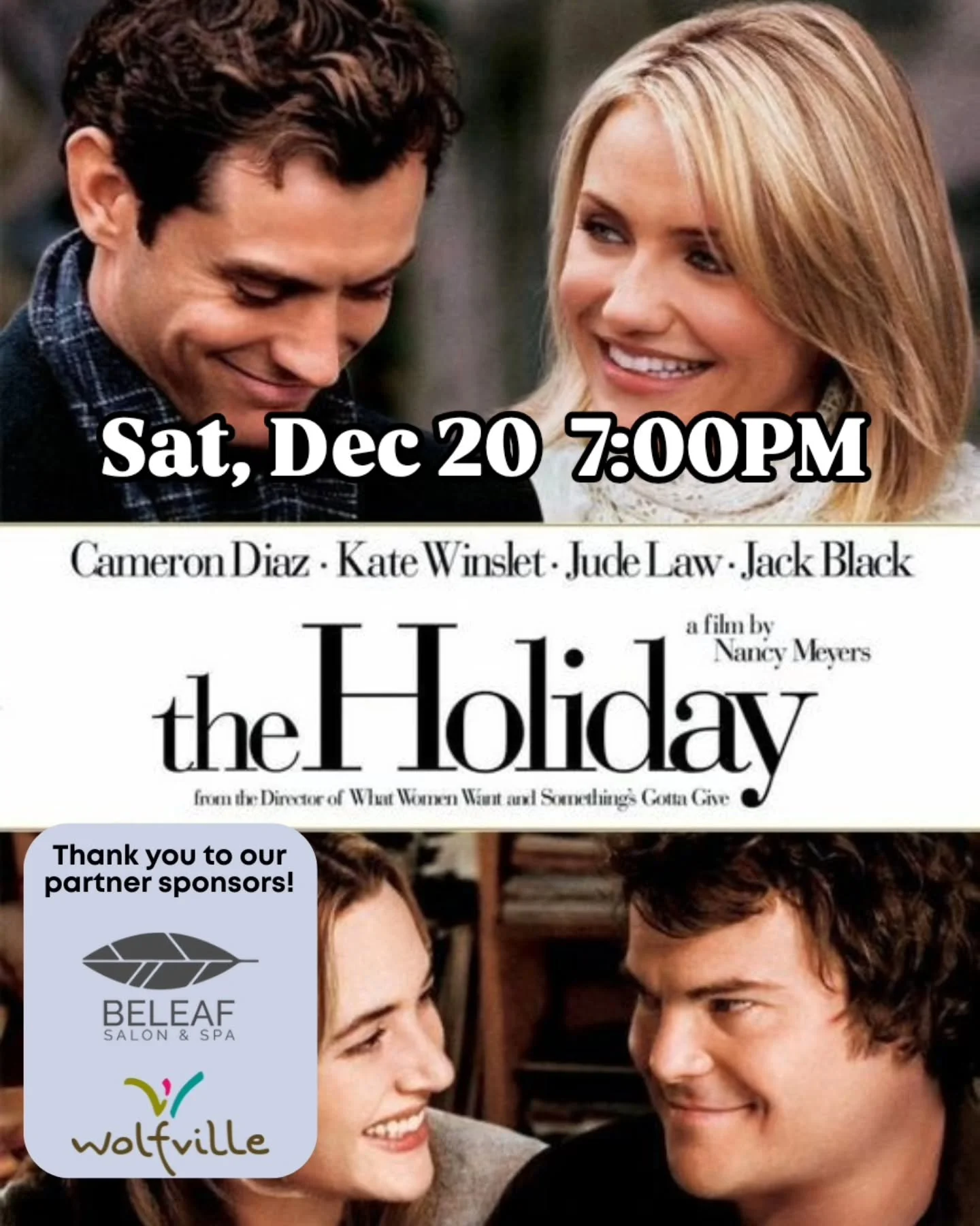 Two women, one American and one British, swap homes at Christmastime following bad breakups. Each woman finds romance with a local man but realizes that the imminent return home may end the relationship.

Sponsored by BeLeaf Salon and Spa

📽 The Hol