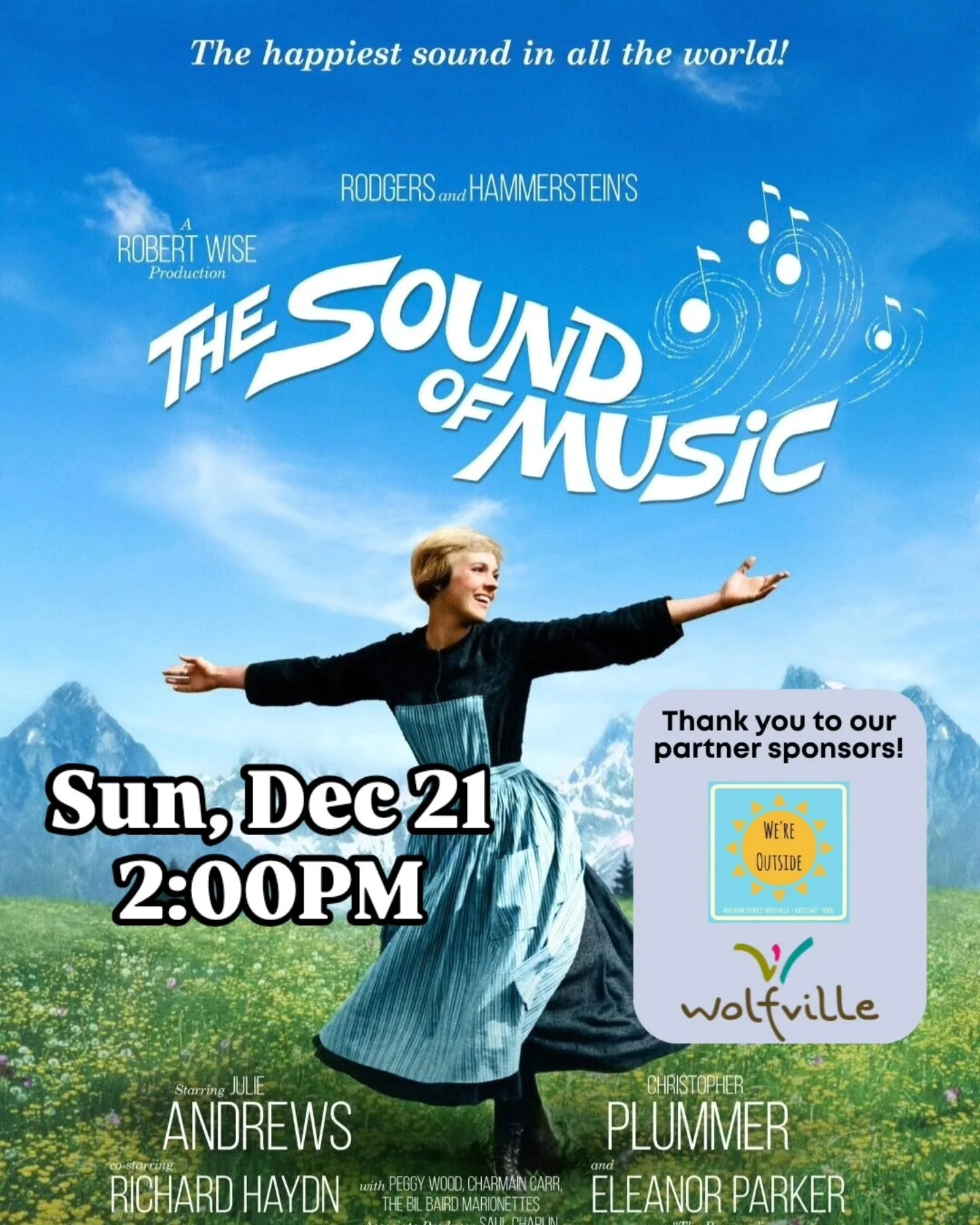 In the years before World War II, a tomboyish  postulant at an Austrian abbey is hired as a governess in the home of a widowed naval captain with seven children, and brings a new love of life and music into the home.

Sponsored by We're Outside Outfi