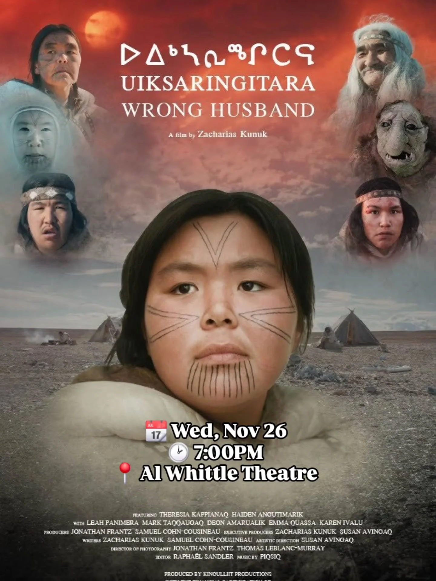 After a mysterious death, Kaujak and Sapa are separated despite being promised to each other at birth. With the help of spirit guides, efforts are made to restore harmony in this Arctic fairy tale set in an Inuit community.

Presented in Inuktitut wi