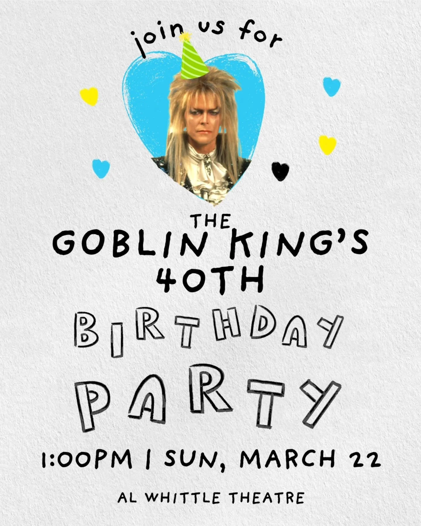 Hearye!  Hearye! 🎺

The Goblin King hereby d̶e̶m̶a̶n̶d̶s̶ ̵y̶o̶u̶r̶ ̵p̶r̶e̶s̶e̶n̶c̶e̶ cordially invites you to his 40th birthday!

Presents not necessary, your presence is gift enough. 🤭 But please ensure any presents exceed the monetary value of o