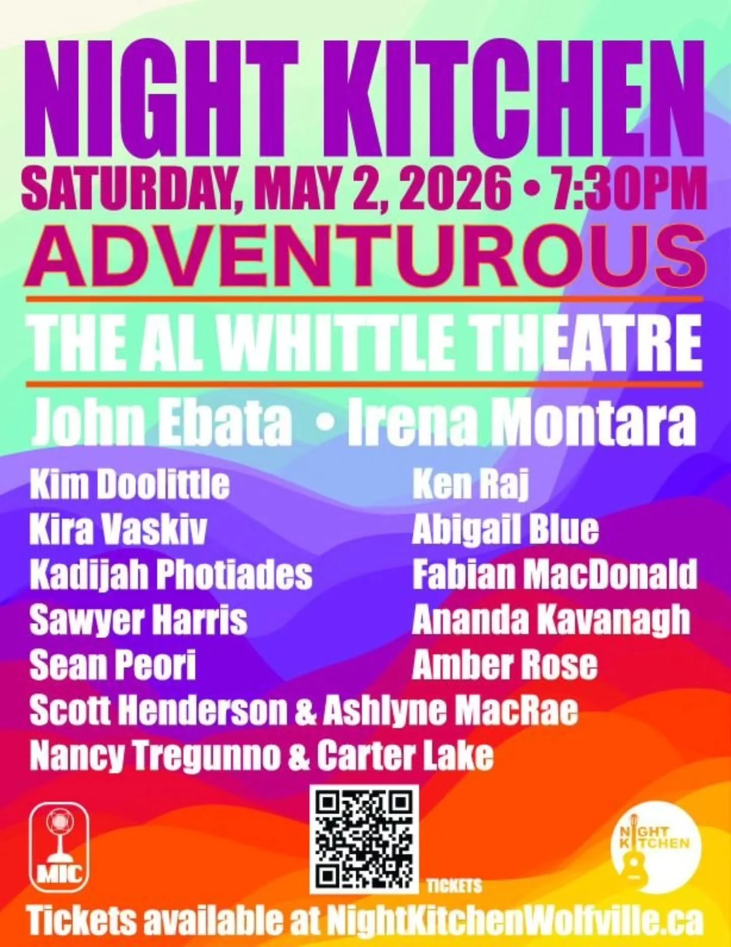 Kick off your summer fun with the last Night Kitchen of the season:  Night Kitchen Adventurous!

Children under 12 are FREE (Limited availability)
Student pricing available!

📆 Sat, May 2
🕔 7:30PM
🎟 www.alwhittletheatre.ca/events/night-kitchen-may