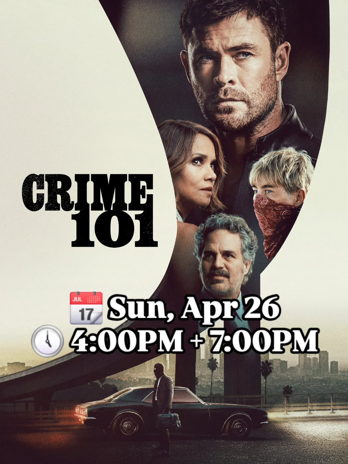 When an elusive thief whose high-stakes heists unfold along the iconic 101 freeway in Los Angeles eyes the score of a lifetime, with hopes of this being his final job, his path collides with a disillusioned insurance broker who is facing her own cros