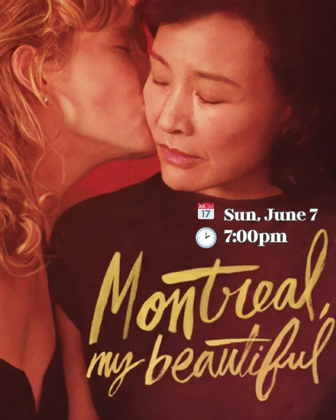 A Chinese immigrant mother in Montreal breaks from duty and tradition when she falls for a young Qu&eacute;b&eacute;coise woman, leading her to confront questions of identity and freedom.

🌟 Drama 🌟 Romance 🌟

✨Runtime: 1h 57m
🗓️ Sun, June 7
🕑 7