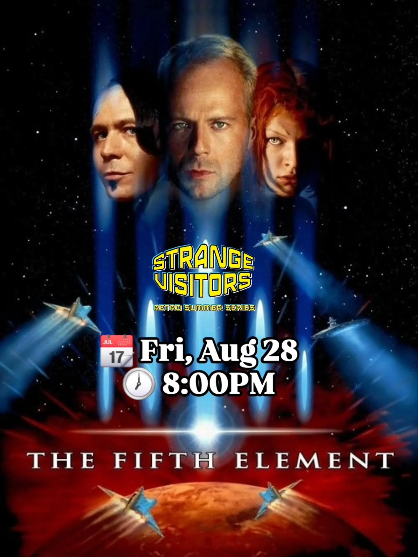 Presented as part of our Strange Visitors series 🌟🛸

In 2257, a taxi driver is unintentionally given the task of saving a young girl who is part of the key that will ensure the survival of humanity.

🌟 Sci-Fi 🌟 Action 🌟 Adventure 🌟

Runtime: 2h