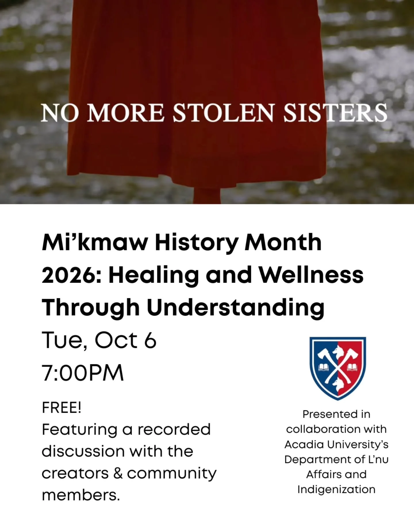 Come out for an evening to celebrate Mi&rsquo;kmaw History Month this October. A free event, this will be an evening to strengthen ties &amp; put the tenets of Truth &amp; Reconciliation into action. Let&rsquo;s come together, learn, and see all the 