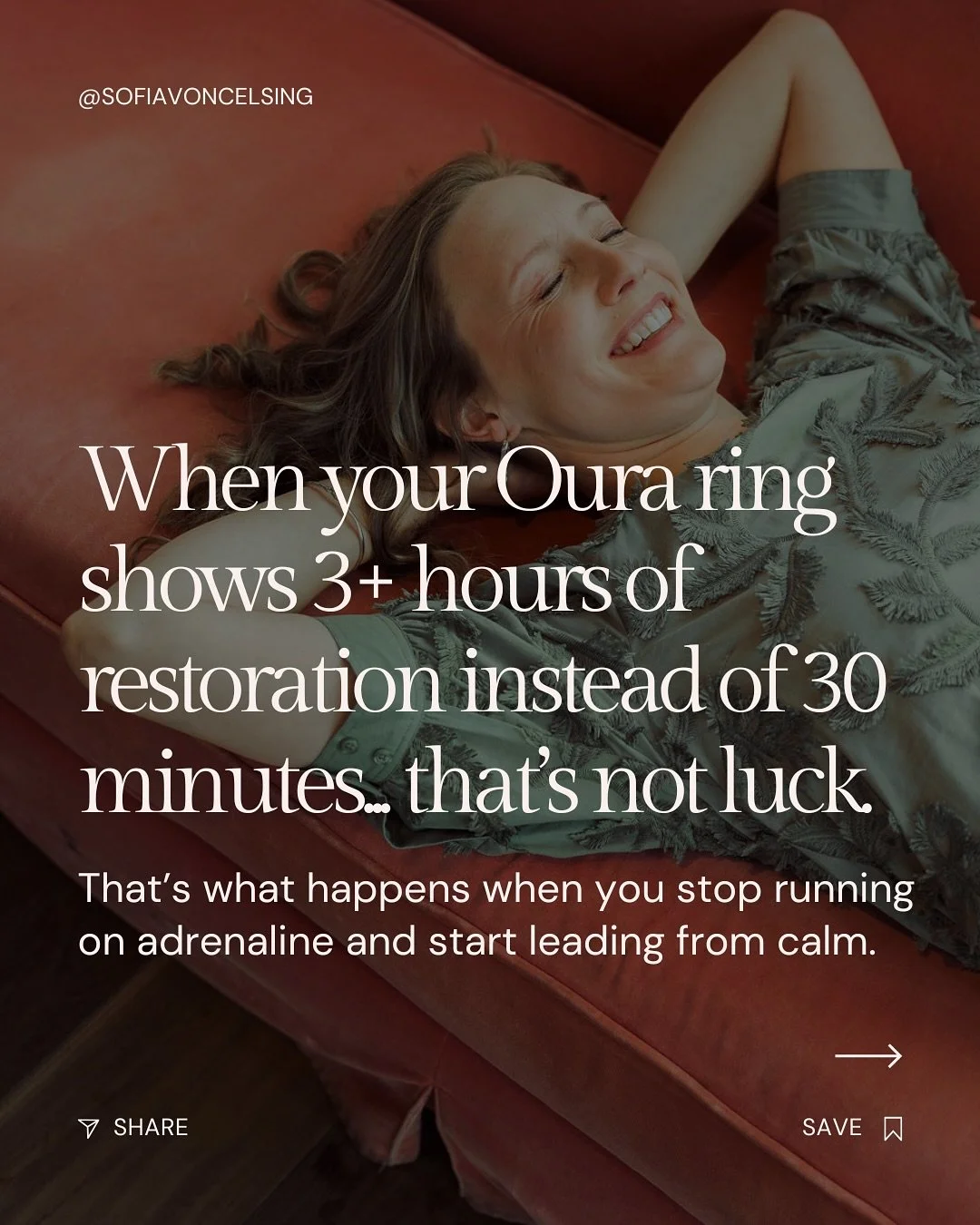 You know you&rsquo;ve changed when even your Oura ring celebrates you!!

This data doesn&rsquo;t just show better sleep or recovery - it shows what happens when a woman finally stops running on adrenaline and starts leading from calm.

My client went