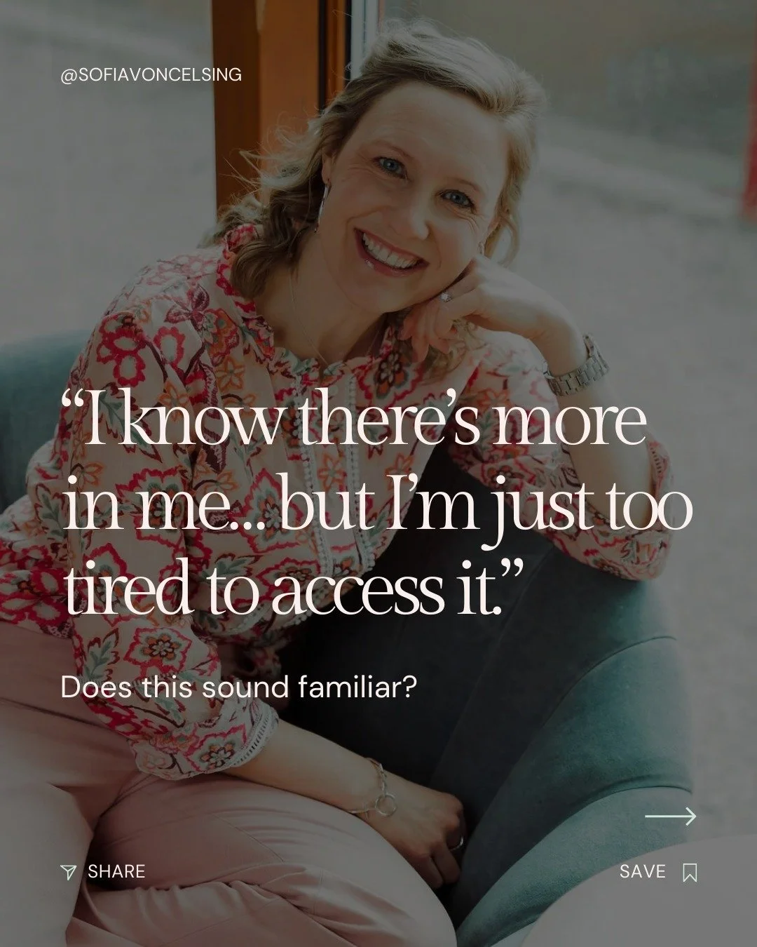 Ever feel like there&rsquo;s 𝘴𝘰 𝘮𝘶𝘤𝘩 𝘮𝘰𝘳𝘦 you want to do&hellip; but you&rsquo;re simply too exhausted to access any of it? 😩💭 

You&rsquo;re not alone 🧡 so many of the women leaders I work with feel exactly this way.
 
Your ambition is 