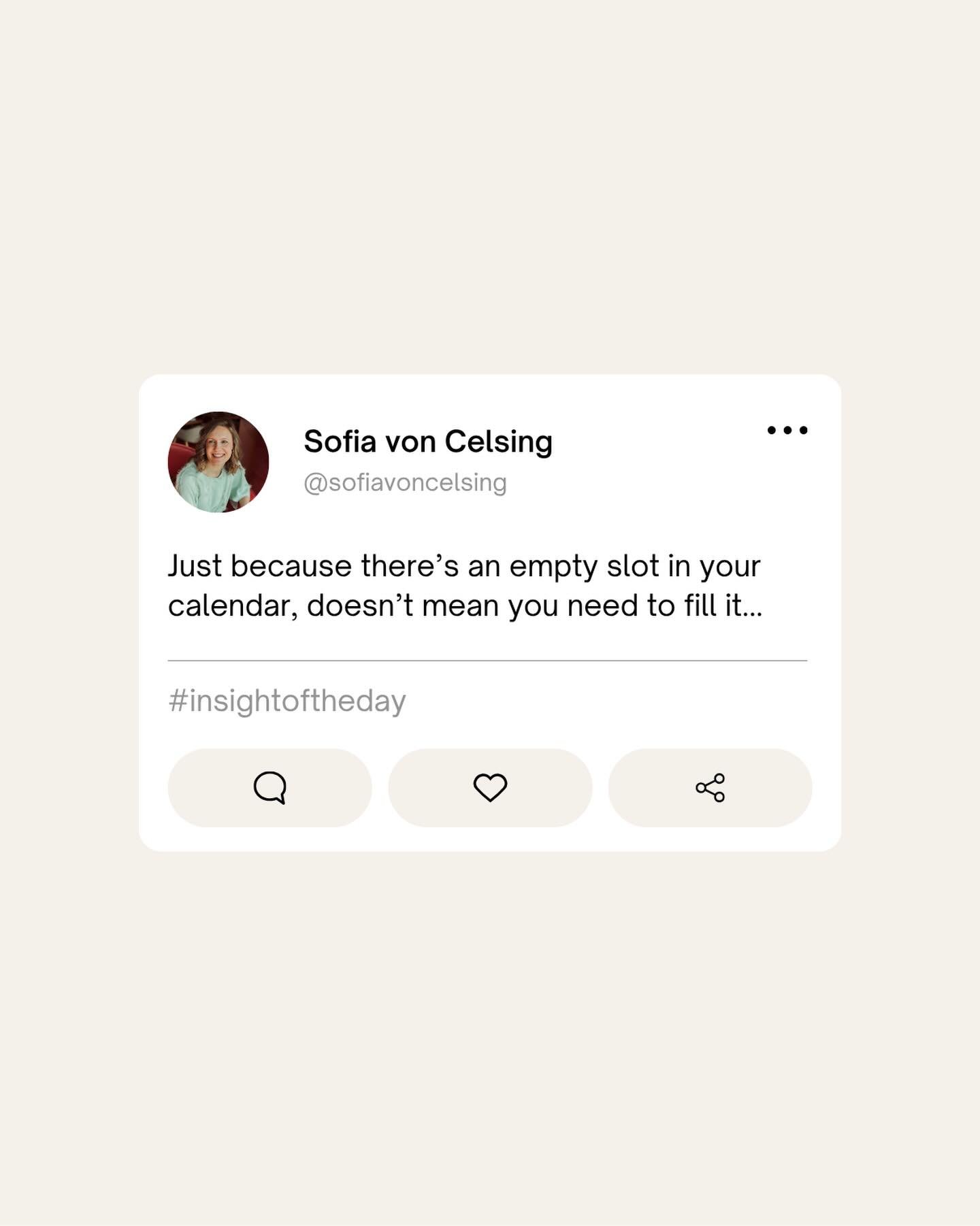 𝗦𝘁𝗼𝗽 𝘁𝗿𝗲𝗮𝘁𝗶𝗻𝗴 𝘆𝗼𝘂𝗿 𝗰𝗮𝗹𝗲𝗻𝗱𝗮𝗿 𝗹𝗶𝗸𝗲 𝗮 𝗧𝗲𝘁𝗿𝗶𝘀 𝗴𝗮𝗺𝗲... 🧩

I see it so often with the ambitious leaders I work with. You look at your calendar, see a 30-minute gap between meetings, and your first instinct is: &ldquo