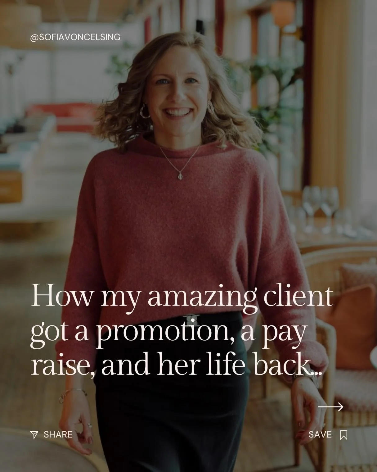 What if I told you that doing &ldquo;less&rdquo; could actually lead to a promotion and a pay raise? 🥂✨

So many of the ambitious women I work with believe that the only way to get ahead is to push harder, work longer, and sacrifice their own well-b