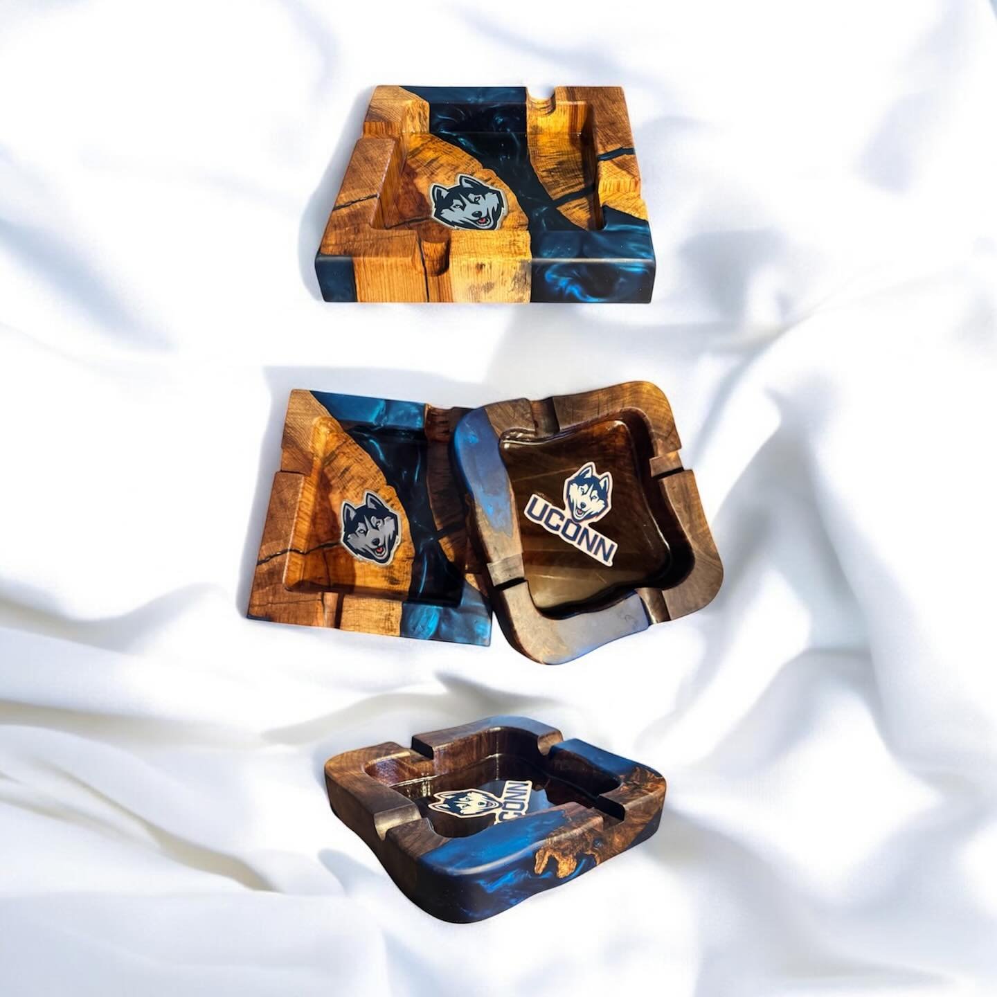 All set for the Legends Golf Tournament (@storrscentral) at Greenwich Country Club tomorrow! #uconnhuskies #uconn #customashtrays #getyour$$$ready #woodworking #artisan #epoxyresin #eyecandy  #superclearepoxy