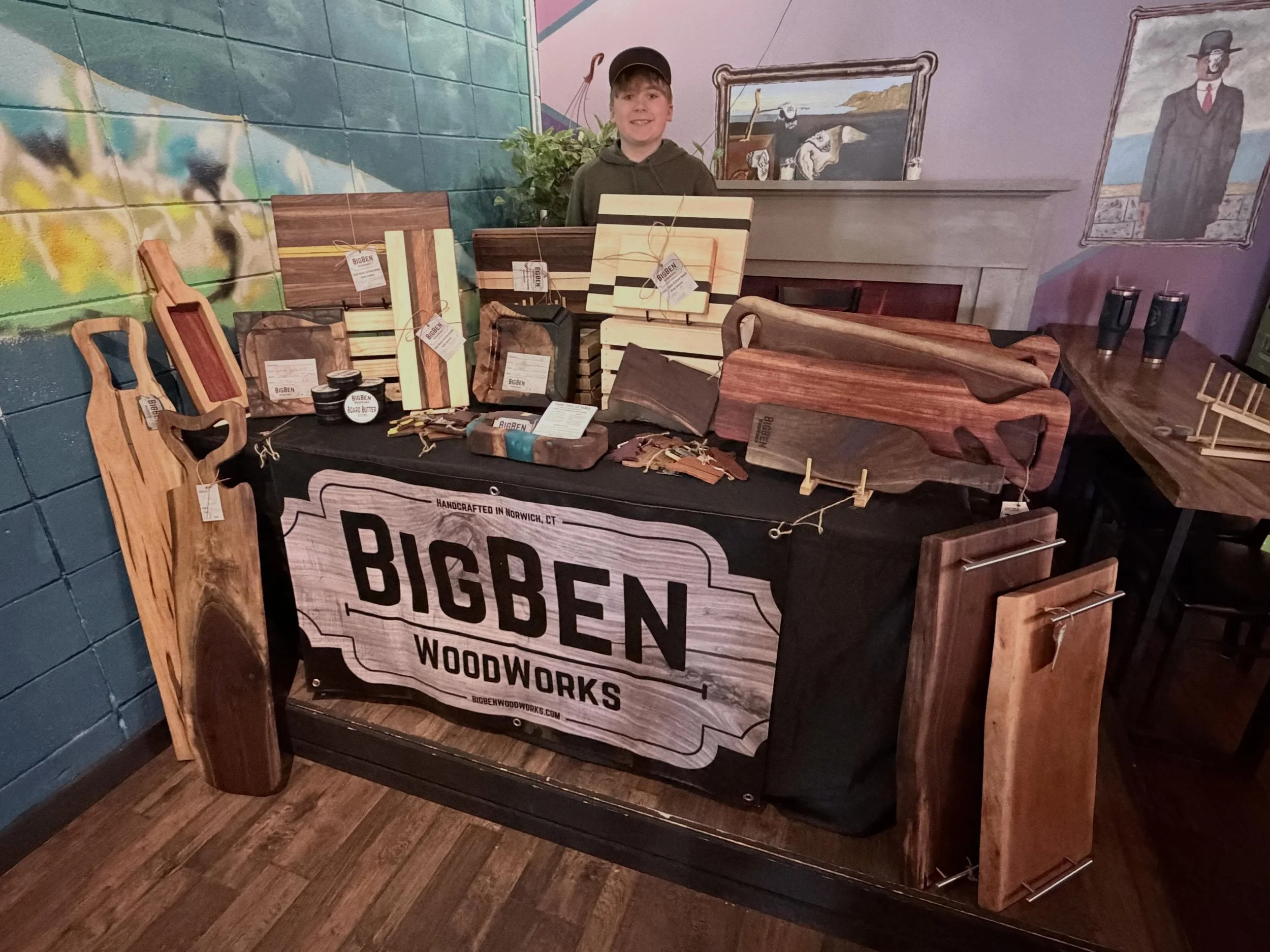 @nianticpublichouse 

10% of all sales and $5 from all Board Butter Sales will be going to charity. 

#woodworking #cuttingboards #cigarashtrays #handcrafted