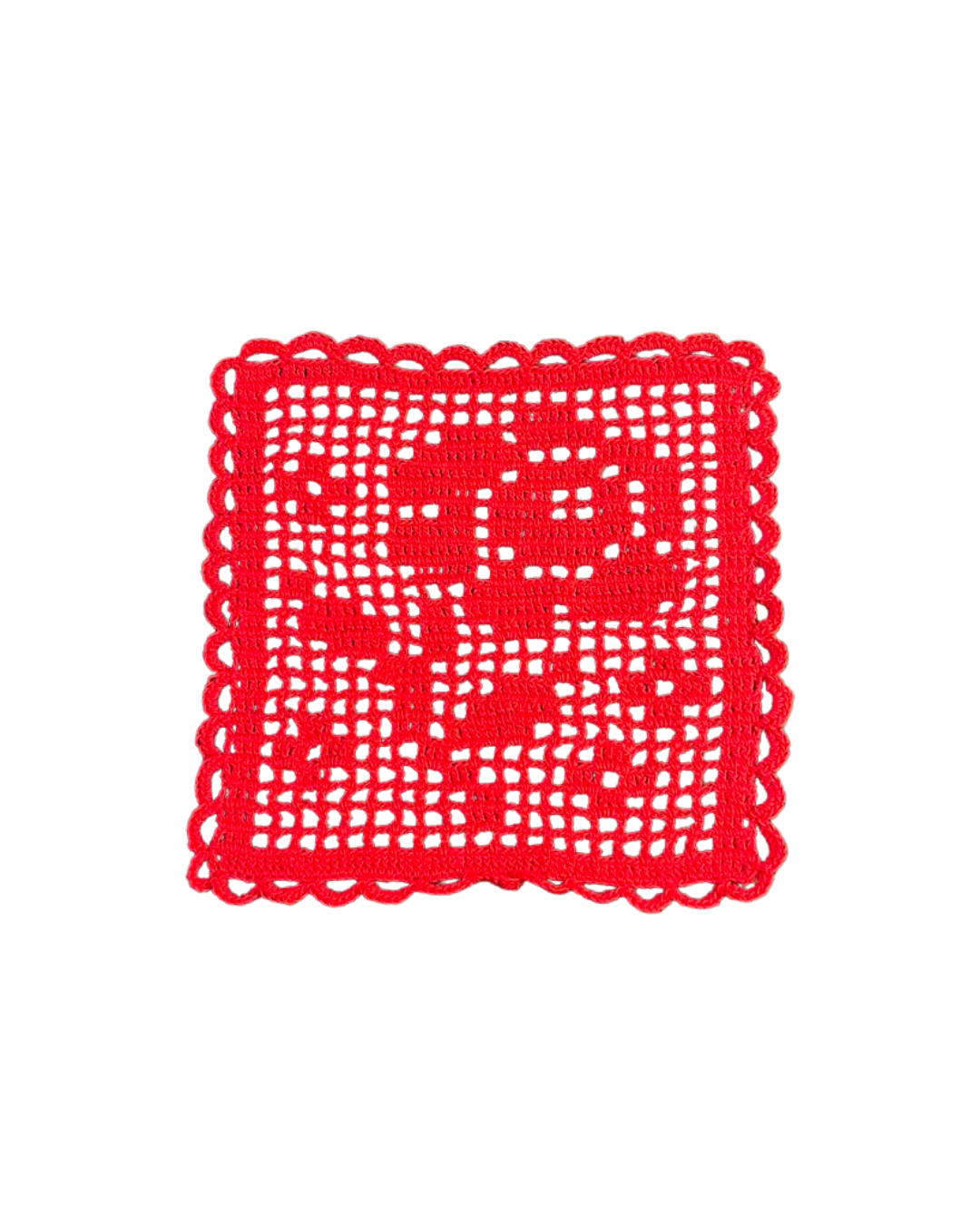 filet crochet tapete rosa roja