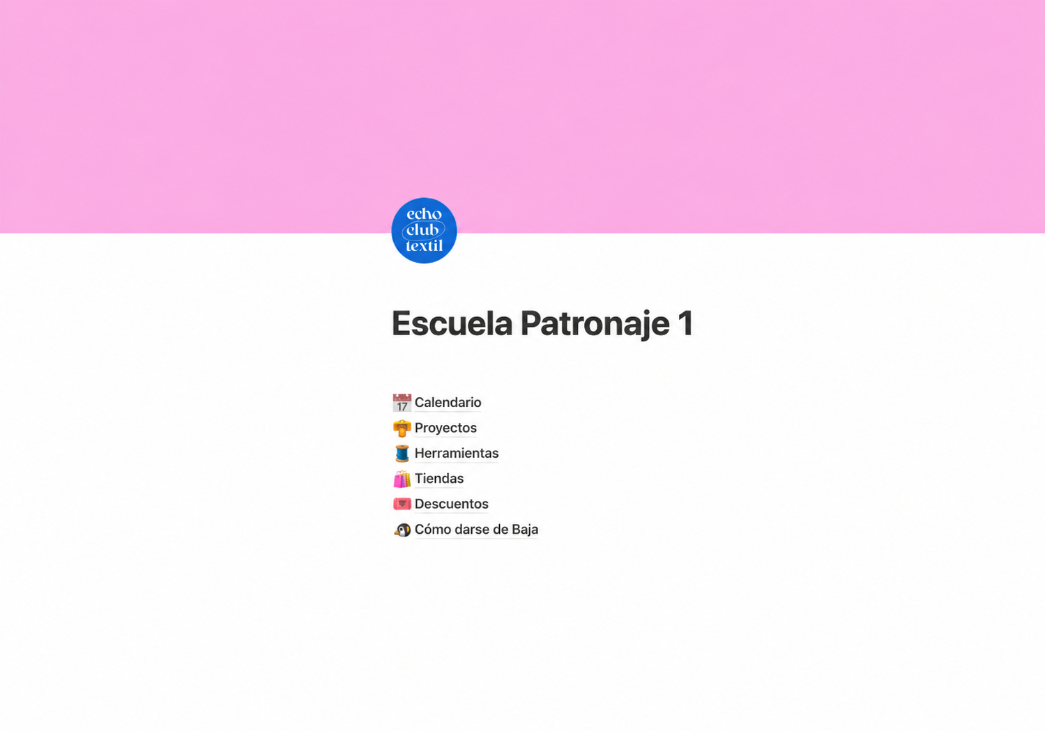 notion de la escuela de patronaje echo club y escuela textil con toda la info del curso