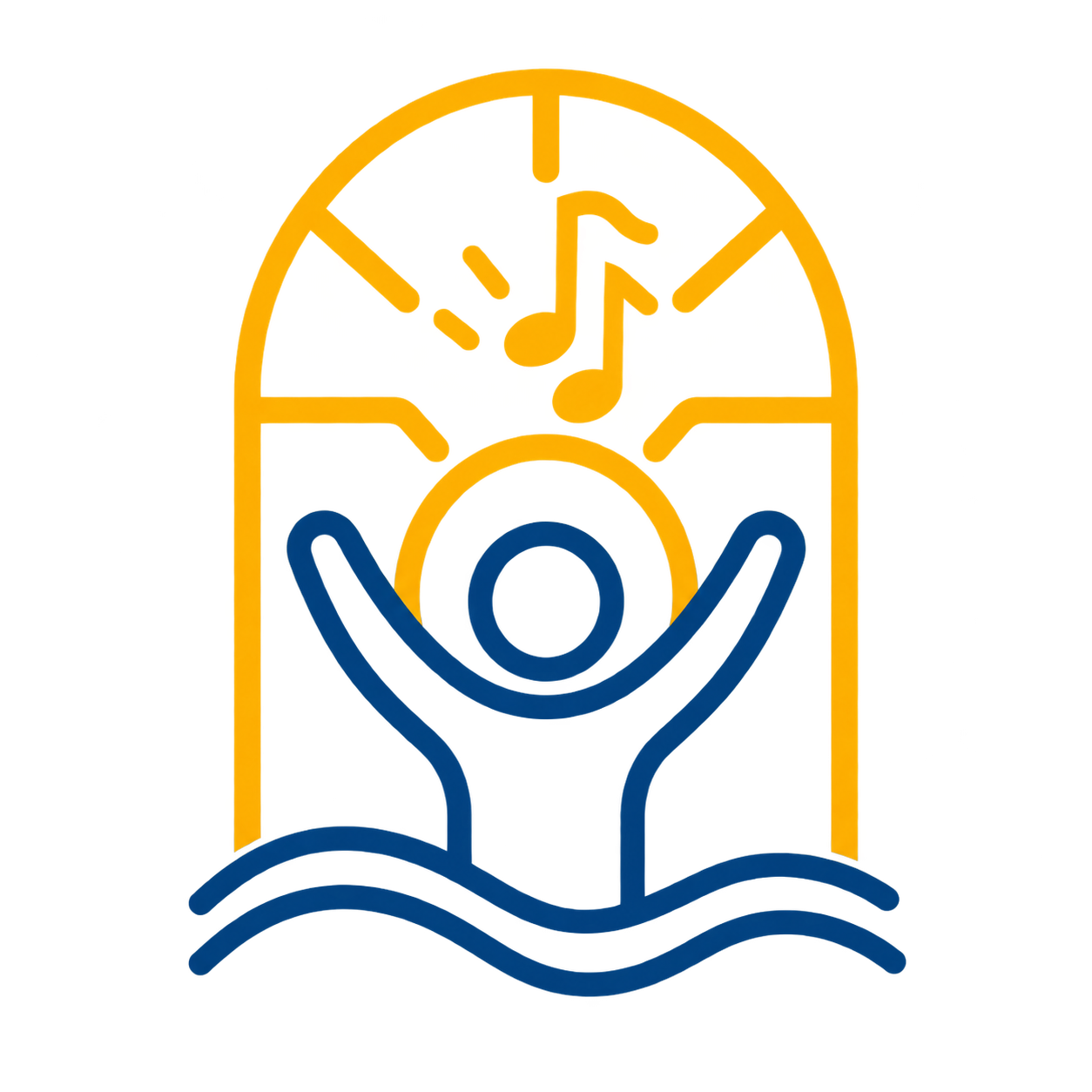 A neon sign showing blue hands holding a ball with an orange clock in the background.