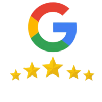Google logo with five yellow stars below it.