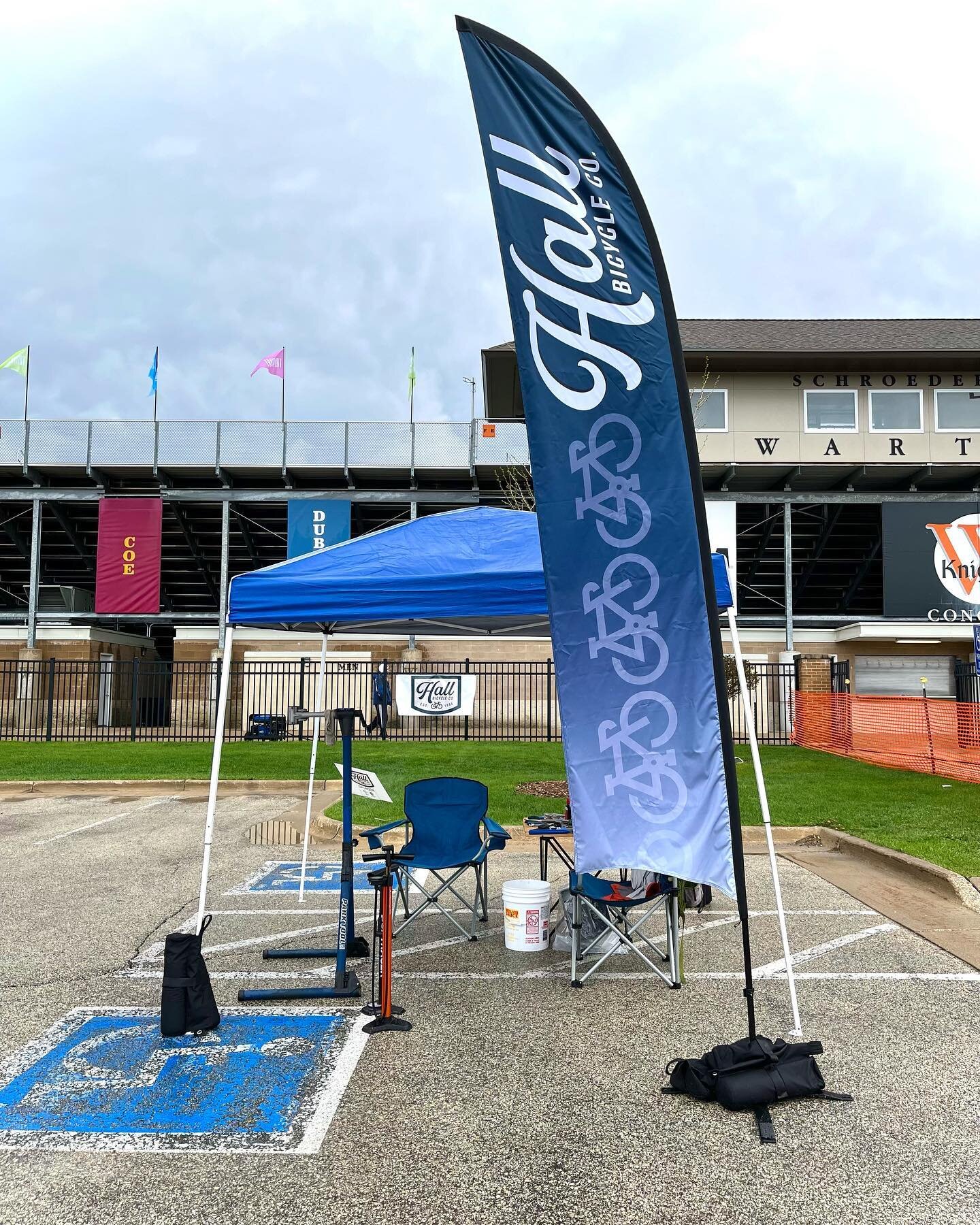 Great day for a race! Race support for the @tribyknighttriathlon at @wartburgcollege this morning! #teamhallbicycle