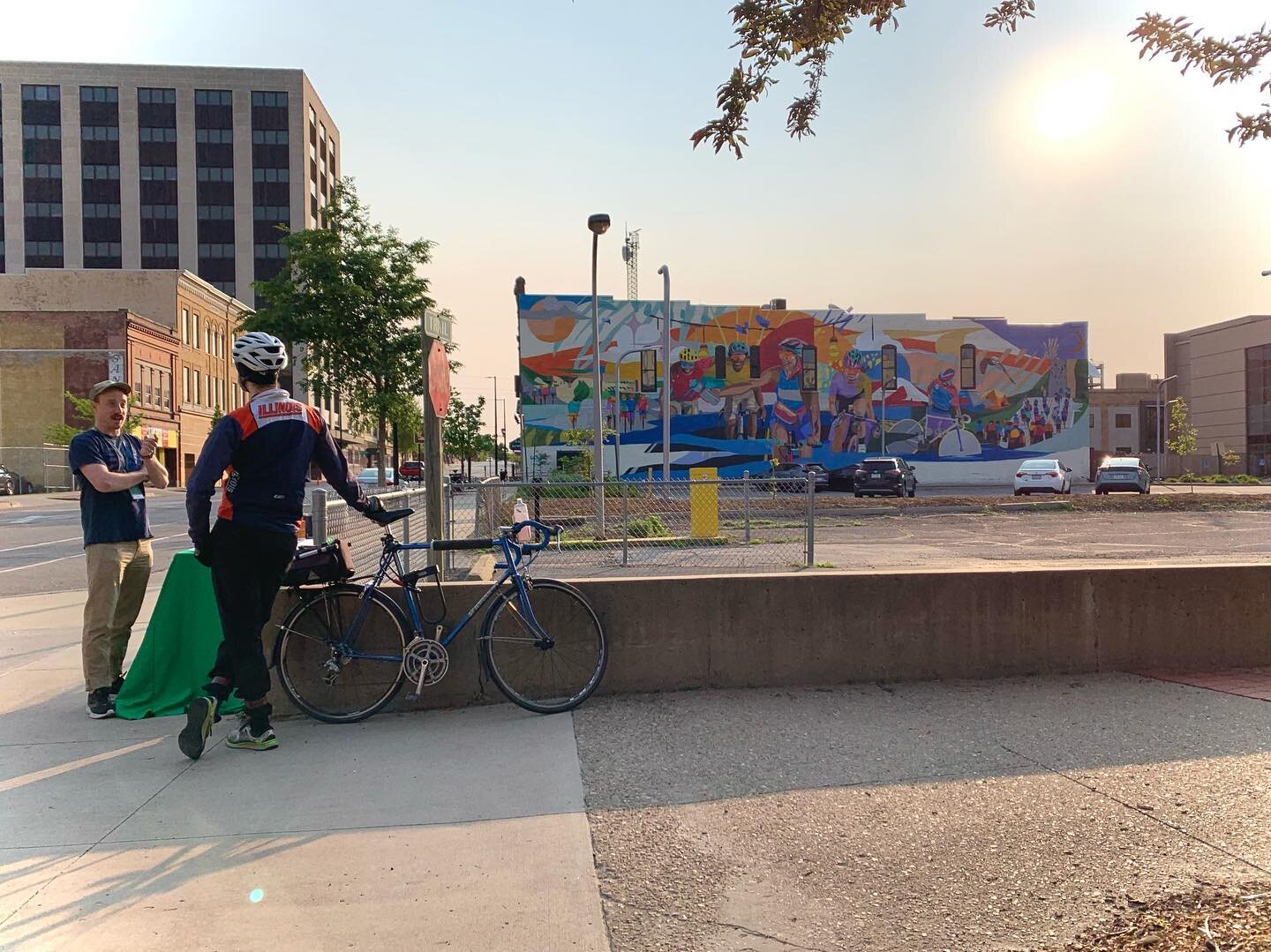 Another beautiful day to bike to work! Pit stop this morning in downtown CR from 6:45-8:45! 🚲 #biketoworkweek