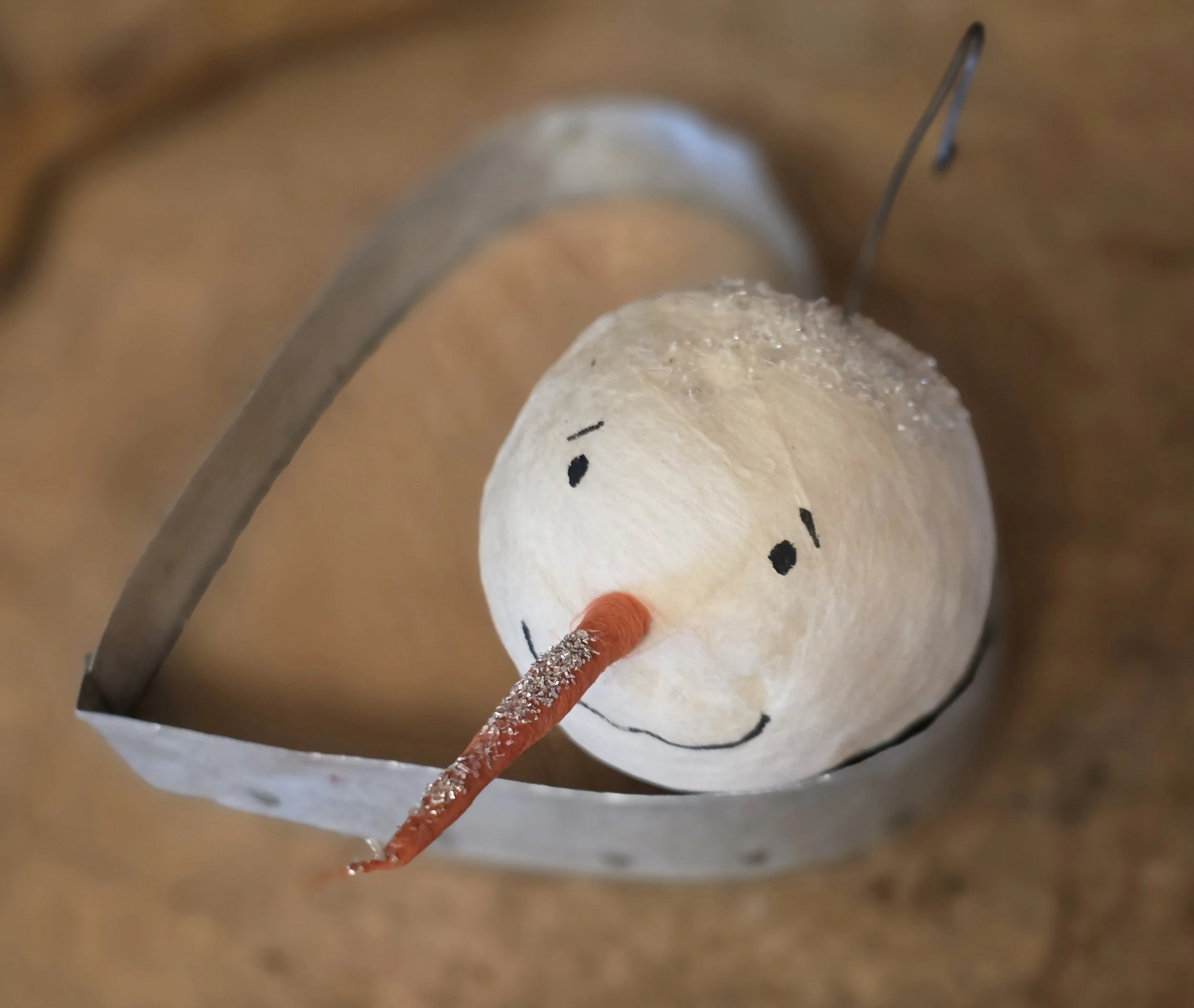 PRIMITIVE SPUN COTTON SNOW-FOLK SNOWMAN ORNAMENT 2 AVAILABLE