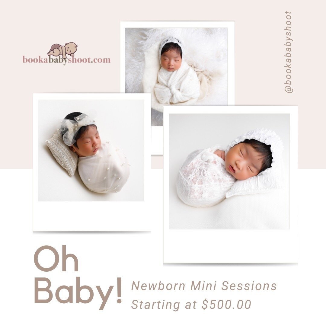 February Newborn Mini specials starting at $500.00.

Visit our website for pricing and to book a session or reach out directly. ana@bookababyshoot.com.

www.bookababyshoot.com

We have trained associates in 

Alabama
Arizona
California
Connecticut
Fl