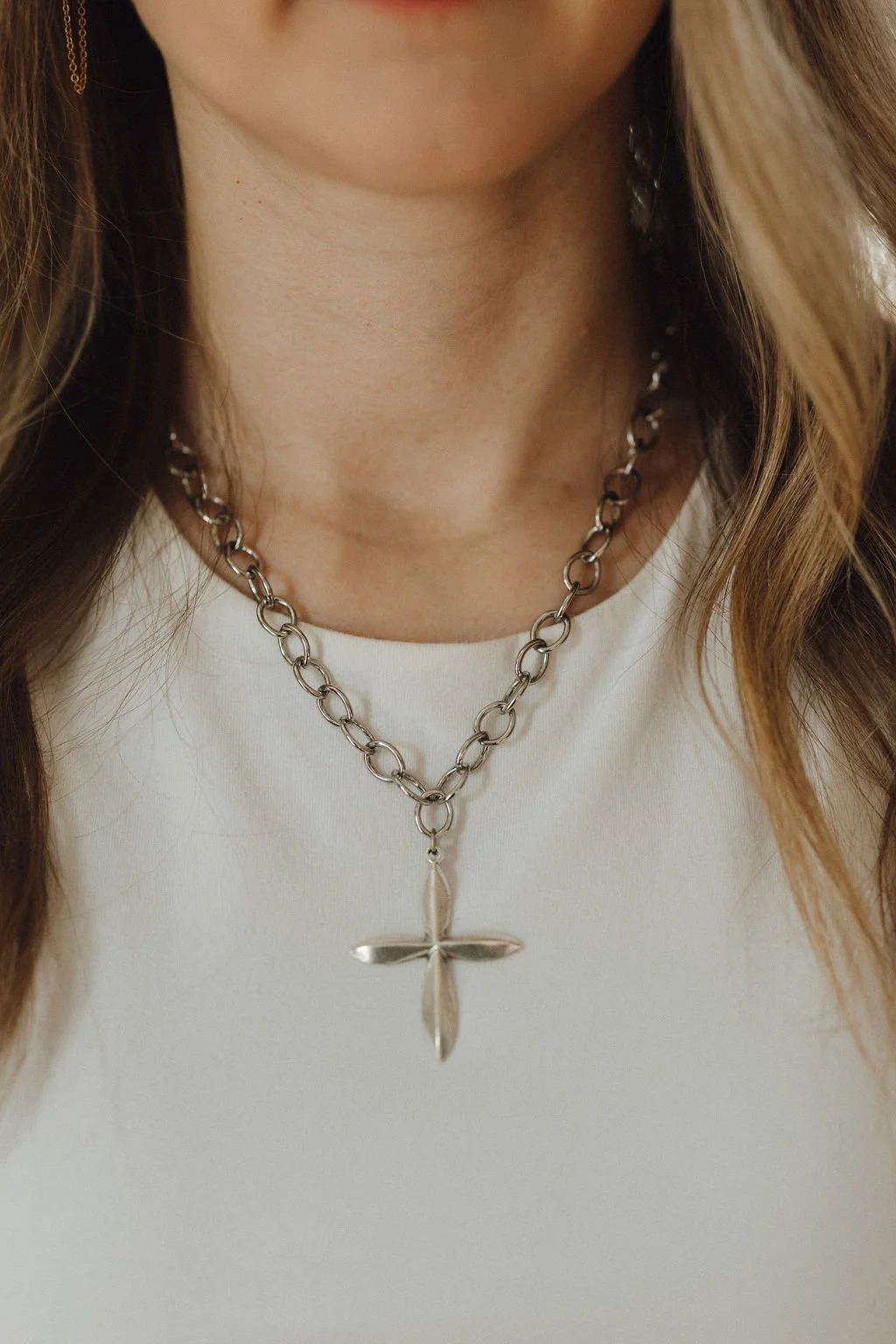 Antique Silver Cross Necklace