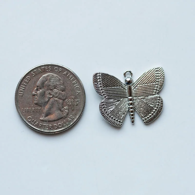 Large Silver Butterfly Charm