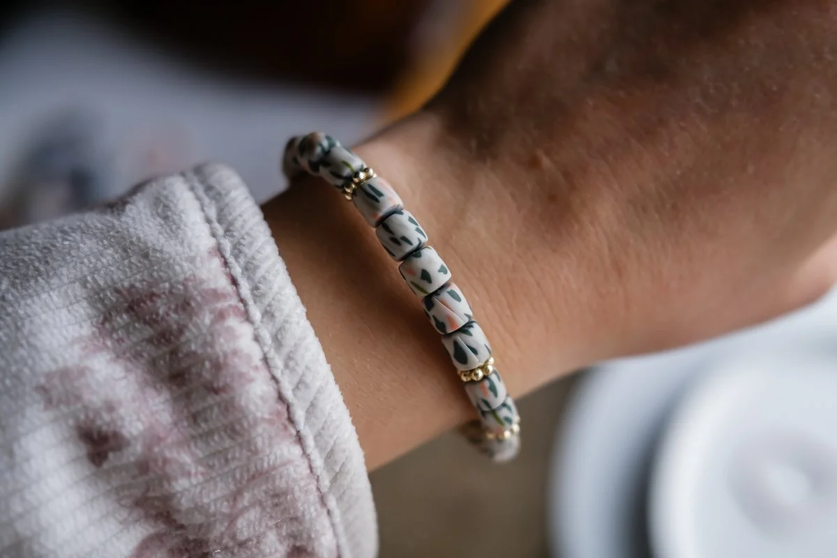 Neutral Sprinkle Chunky Clay Bracelet