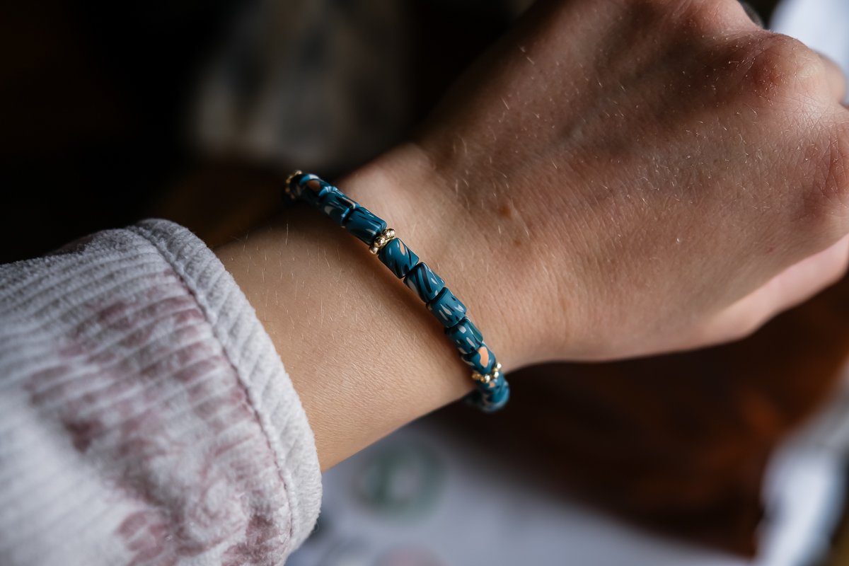 Blue Terrazzo Chunky Clay Bracelet
