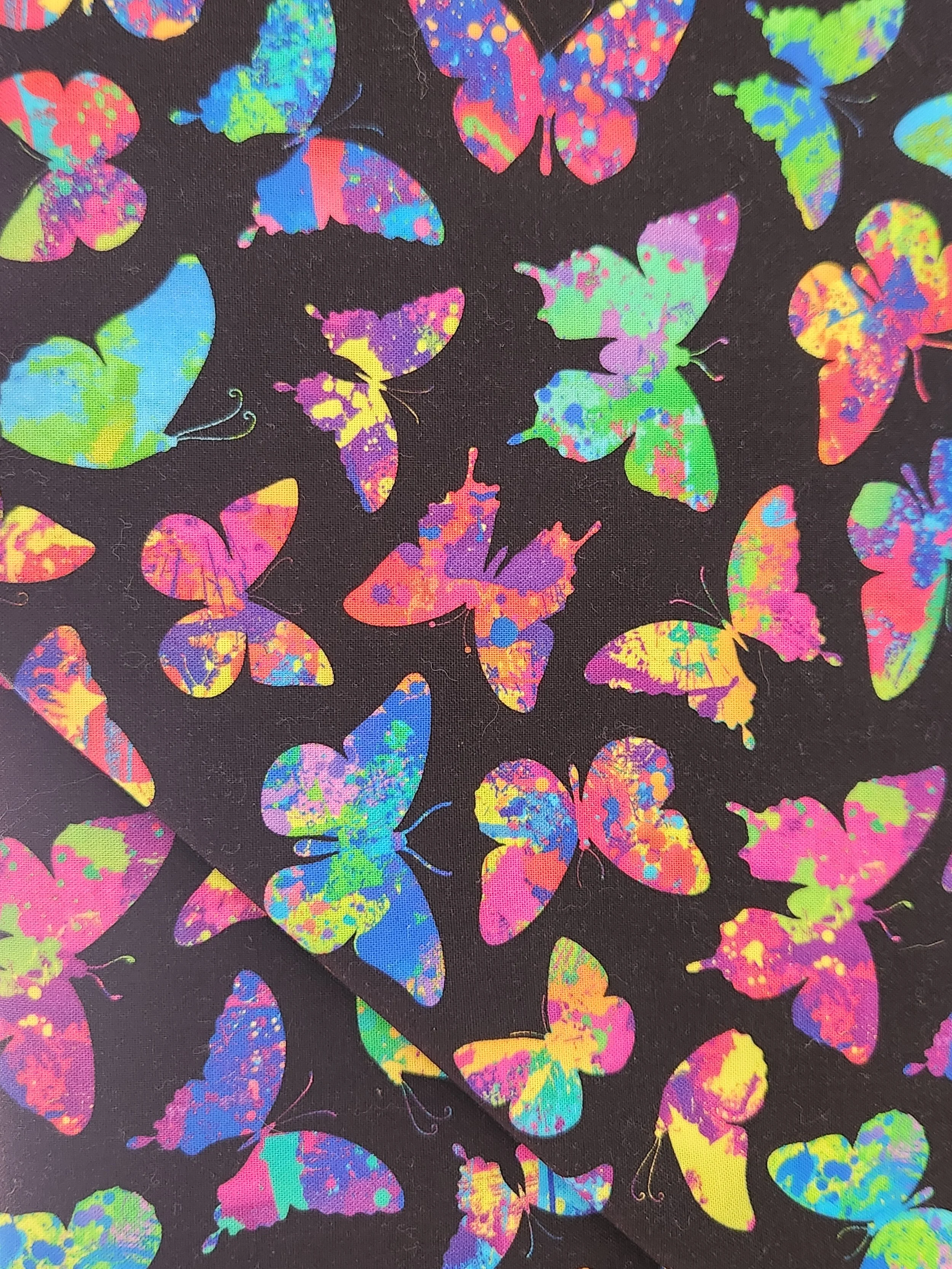 Timeless Treasures butterlies on black background  bug-cd8844black