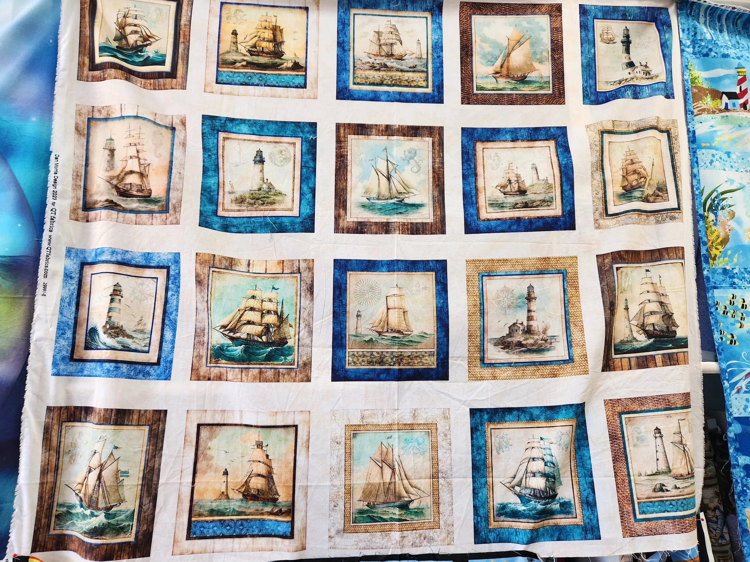 QT Fabrics Sirens Call 2600-29991-E Lighthouses and Ships Panels