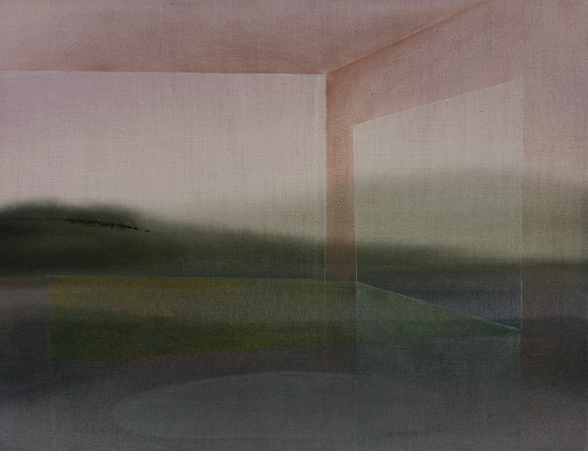 VIEW FROM THE PINK GLASS HOUSE, 2025, 23X30 CANVAS