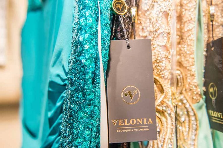 Velonia Boutique &amp; Tailoring tag.
