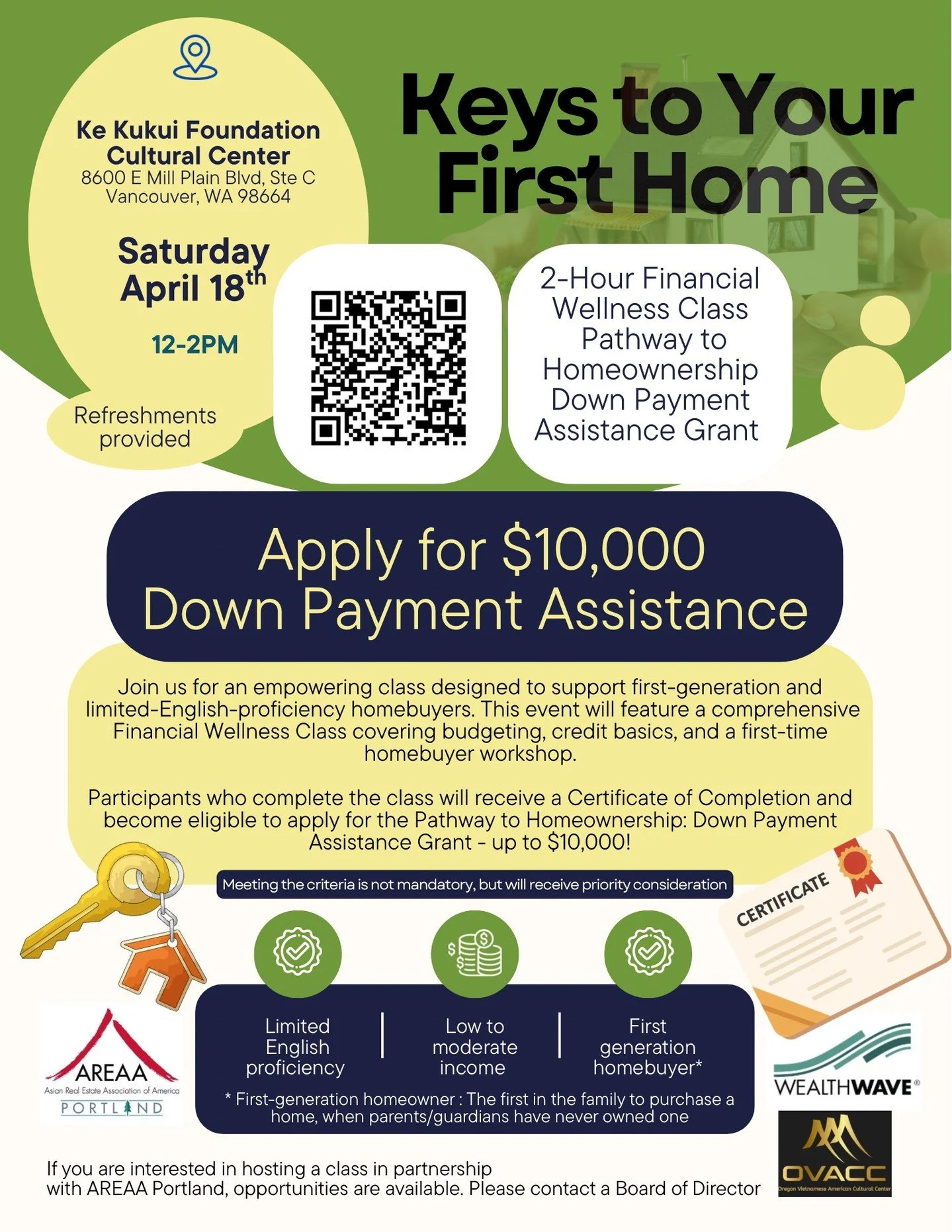 🏡 Ready to Take the First Step Toward Homeownership?

Join us for a 2-hour Financial Wellness Class designed to guide you through budgeting, credit fundamentals, and the pathway to purchasing your first home.

📅 Saturday, April 18th
⏰ 12:00 PM &nda