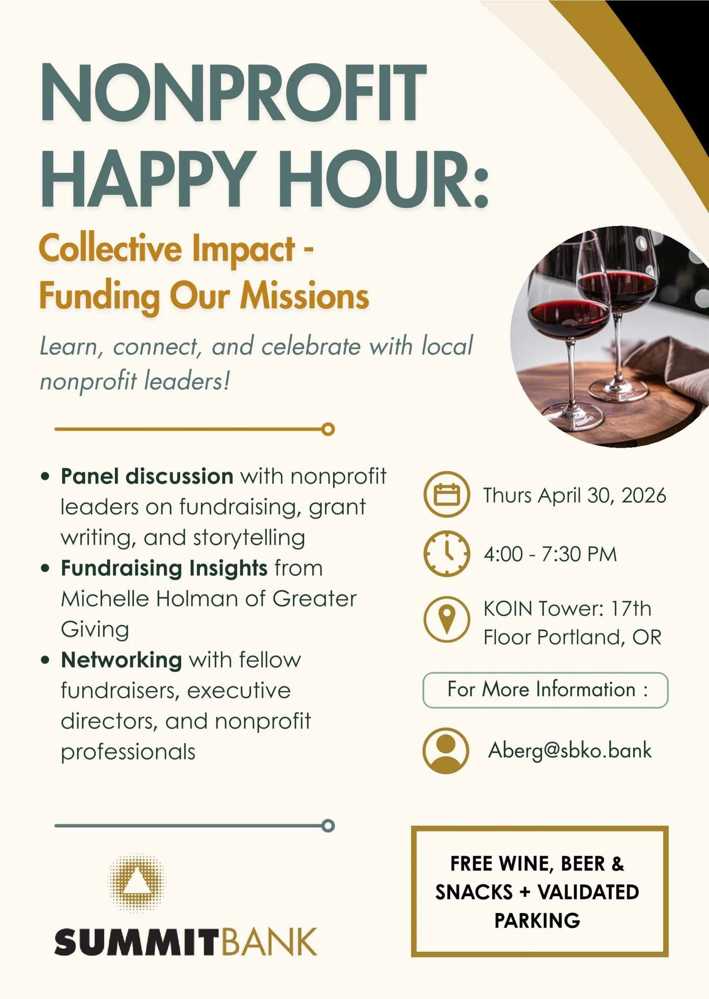 🍷 NONPROFIT HAPPY HOUR 🍻

If you&rsquo;re in the nonprofit space or trying to get in&hellip; this is one of those rooms you need to be in.

Pull up and tap in with real conversations around:
💡 Fundraising
📝 Grant writing
📖 Storytelling

Plus ins