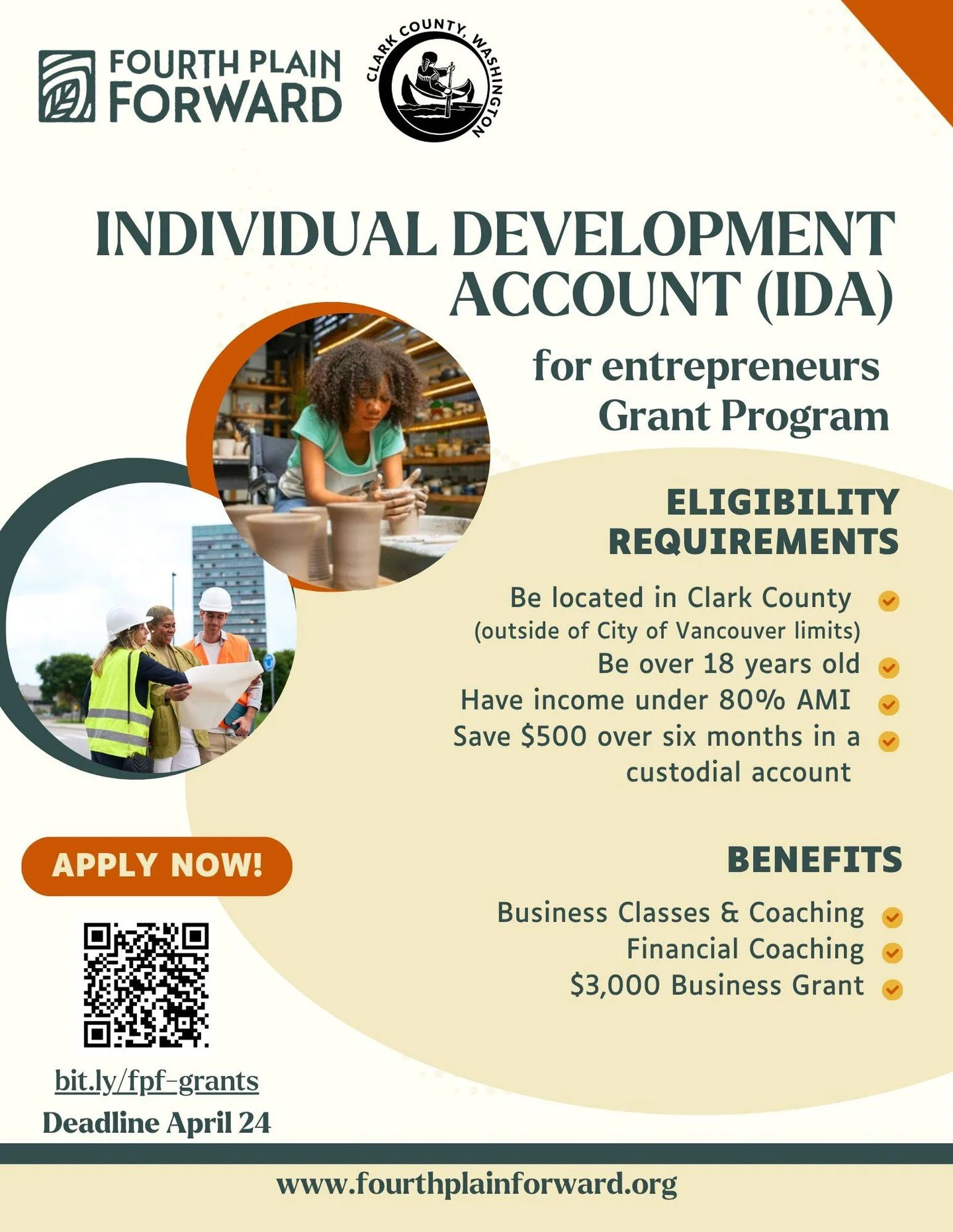 Họ sẽ trực tiếp giúp bạn huy động vốn cho doanh nghiệp của mình 👀💰 Nếu bạn đang ở Quận Clark và muốn bắt đầu hoặc phát triển một doanh nghiệp riêng, đây là một trong những cơ hội bạn không nên bỏ lỡ. Thông qua Chương trình Tài trợ IDA, bạn có thể nhận được: ✔️ Hỗ trợ kinh doanh 