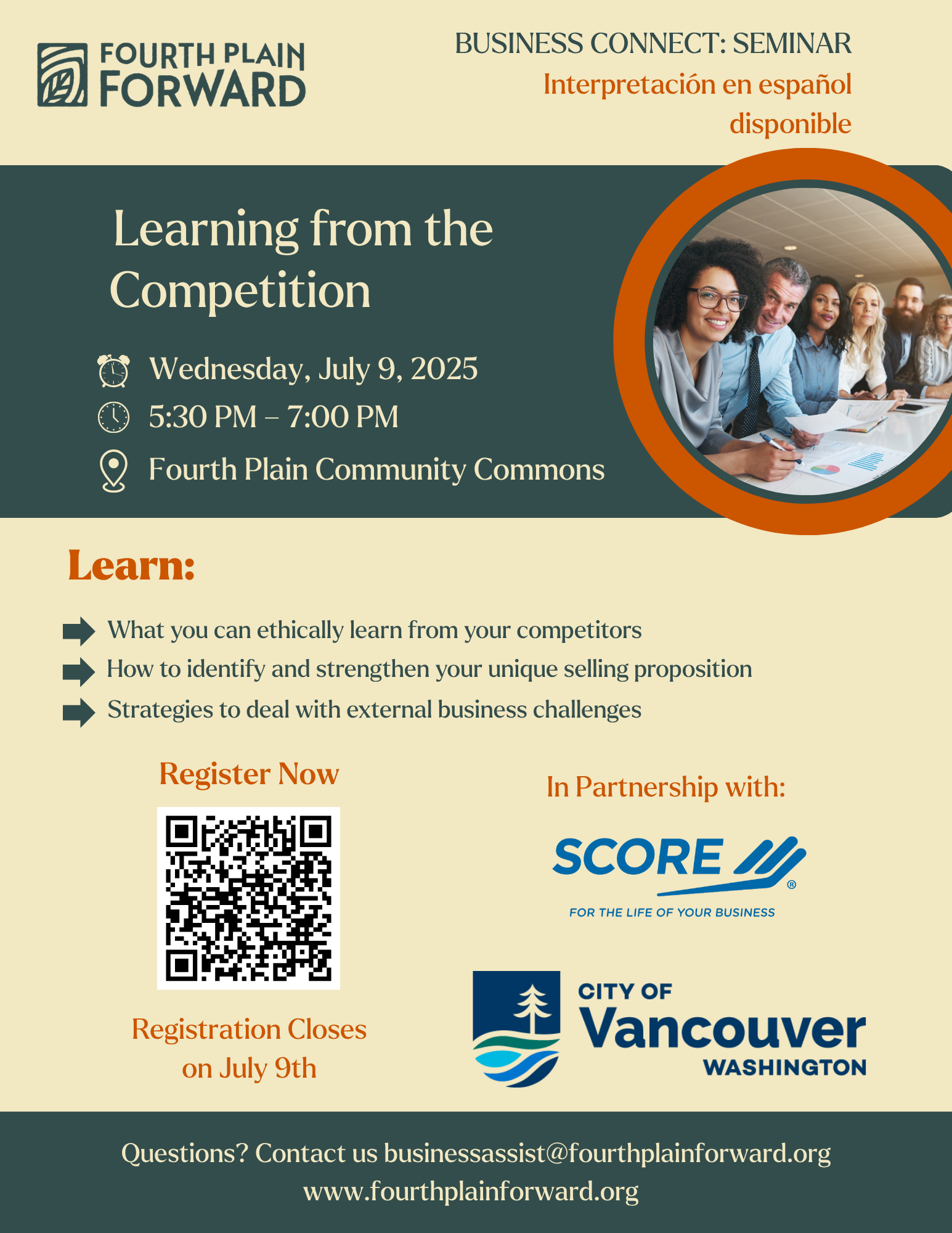 Upcoming Business Seminars — Fourth Plain Forward