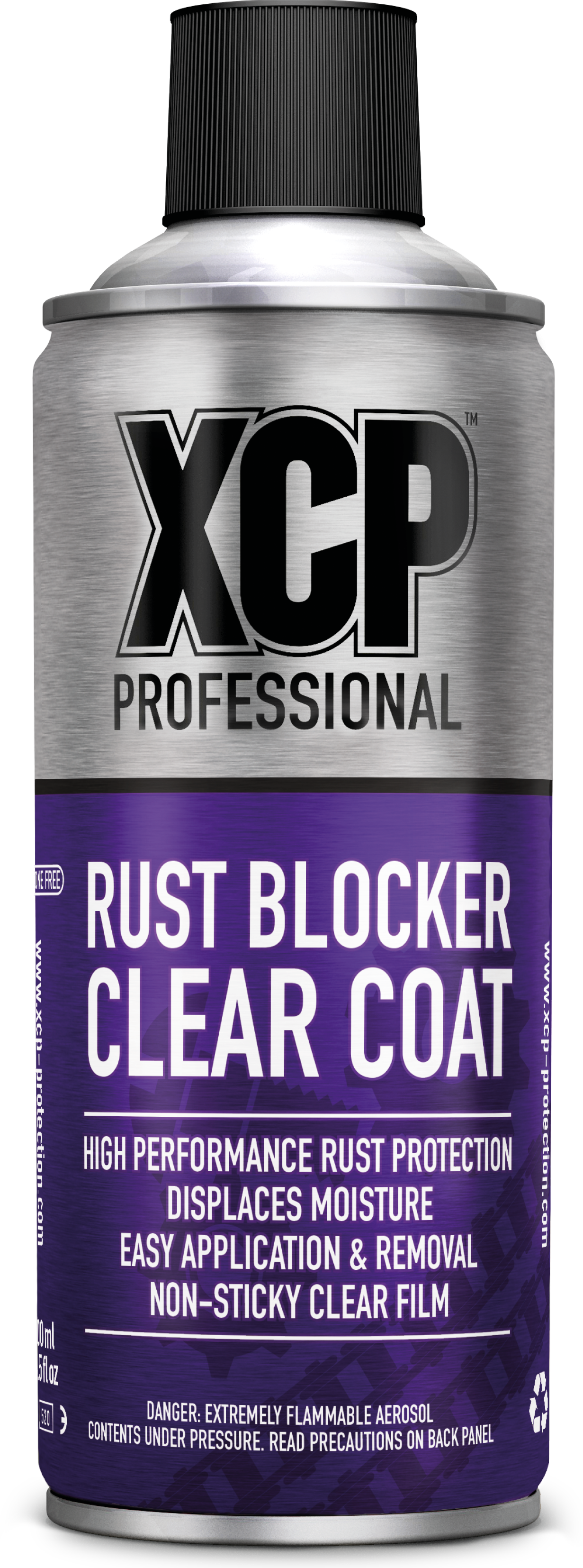 An image of the XCP Rust Blocker aerosol can in purple