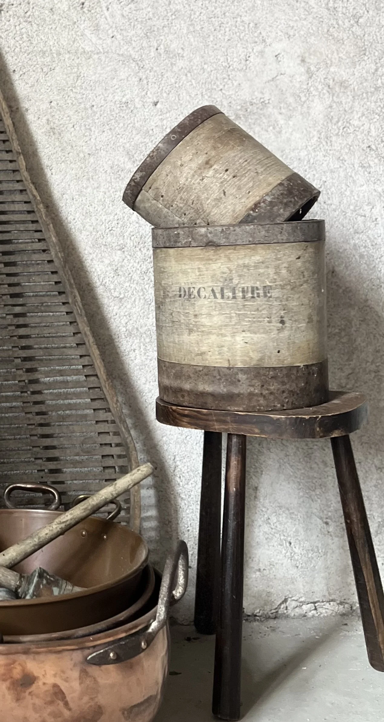 Pair of French Vintage Wooden Grain Measures