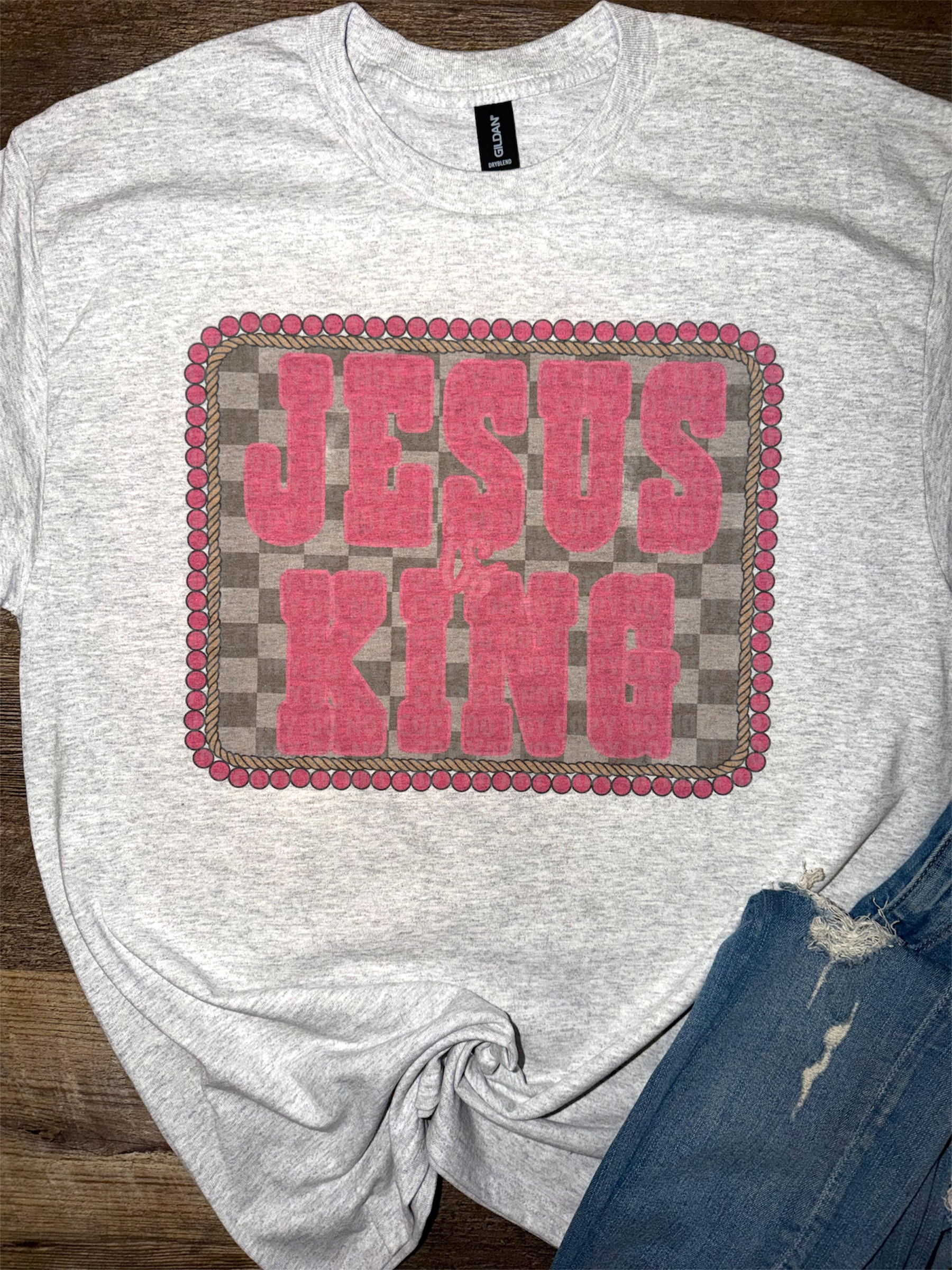 Pink Jesus Is King Frame Tee