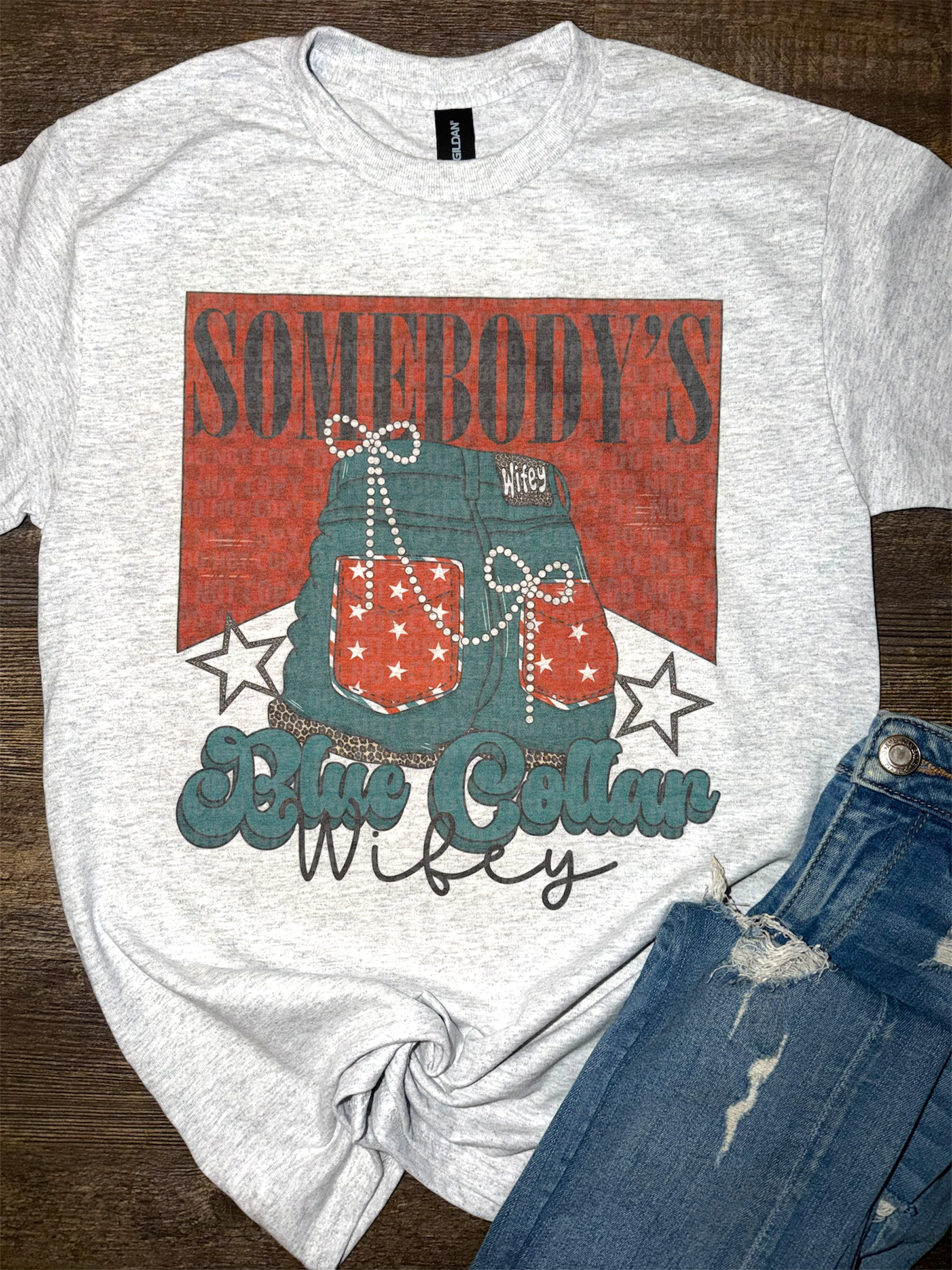 Somebody’s Blue Collar Wifey Tee