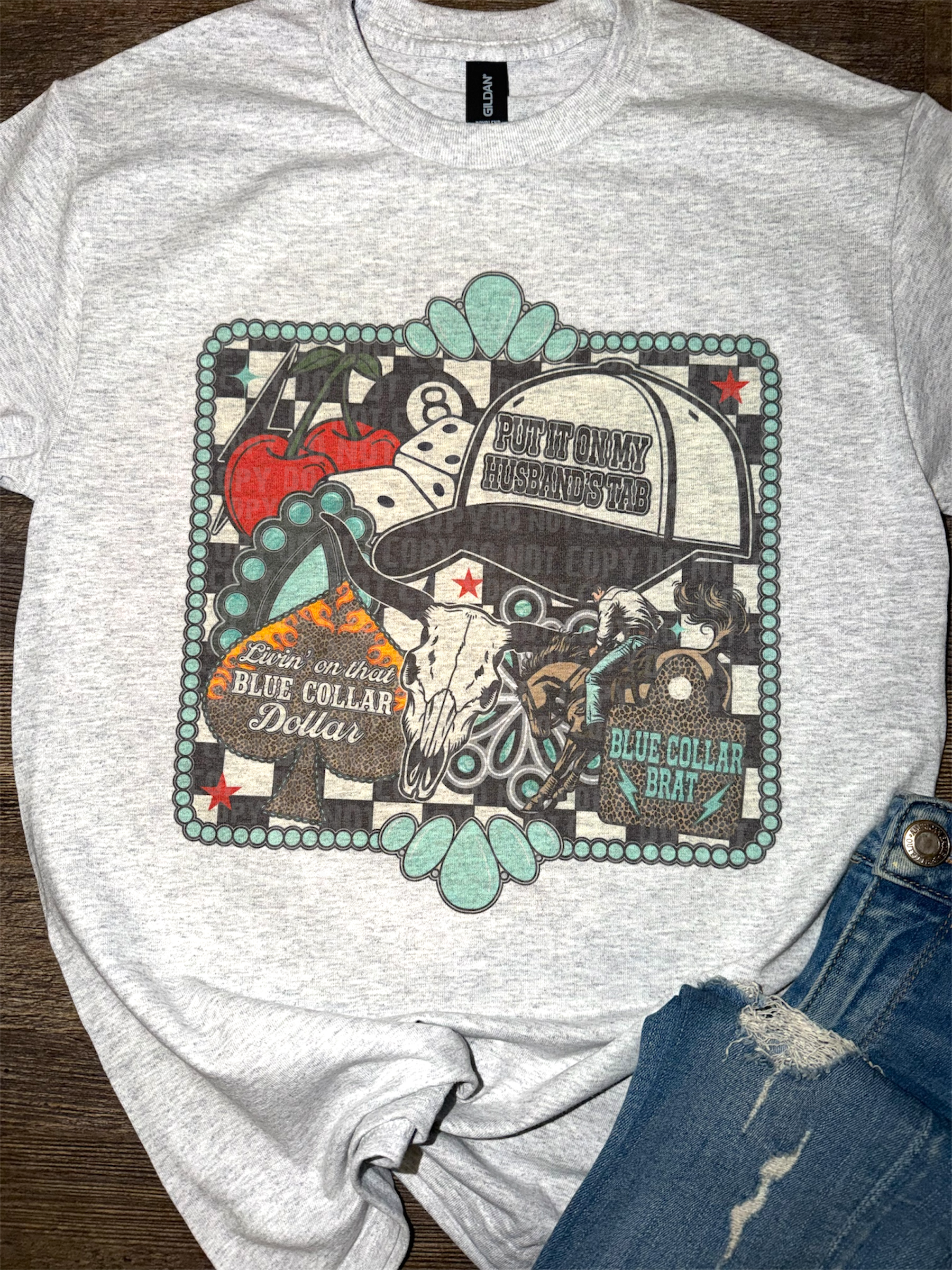 Livin’ On That Blue Collar Dollar Collage Frame Tee
