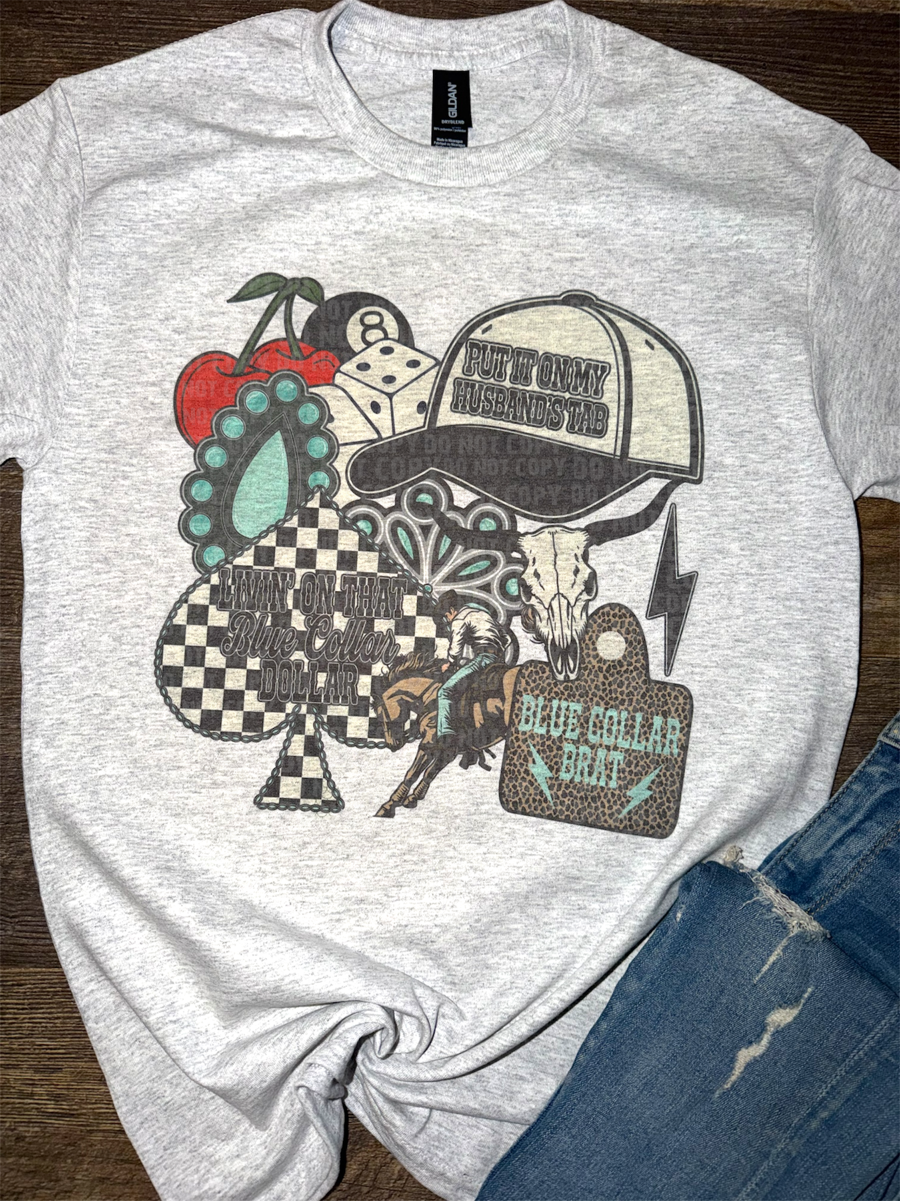 Livin’ On That Blue Collar Dollar Collage Tee